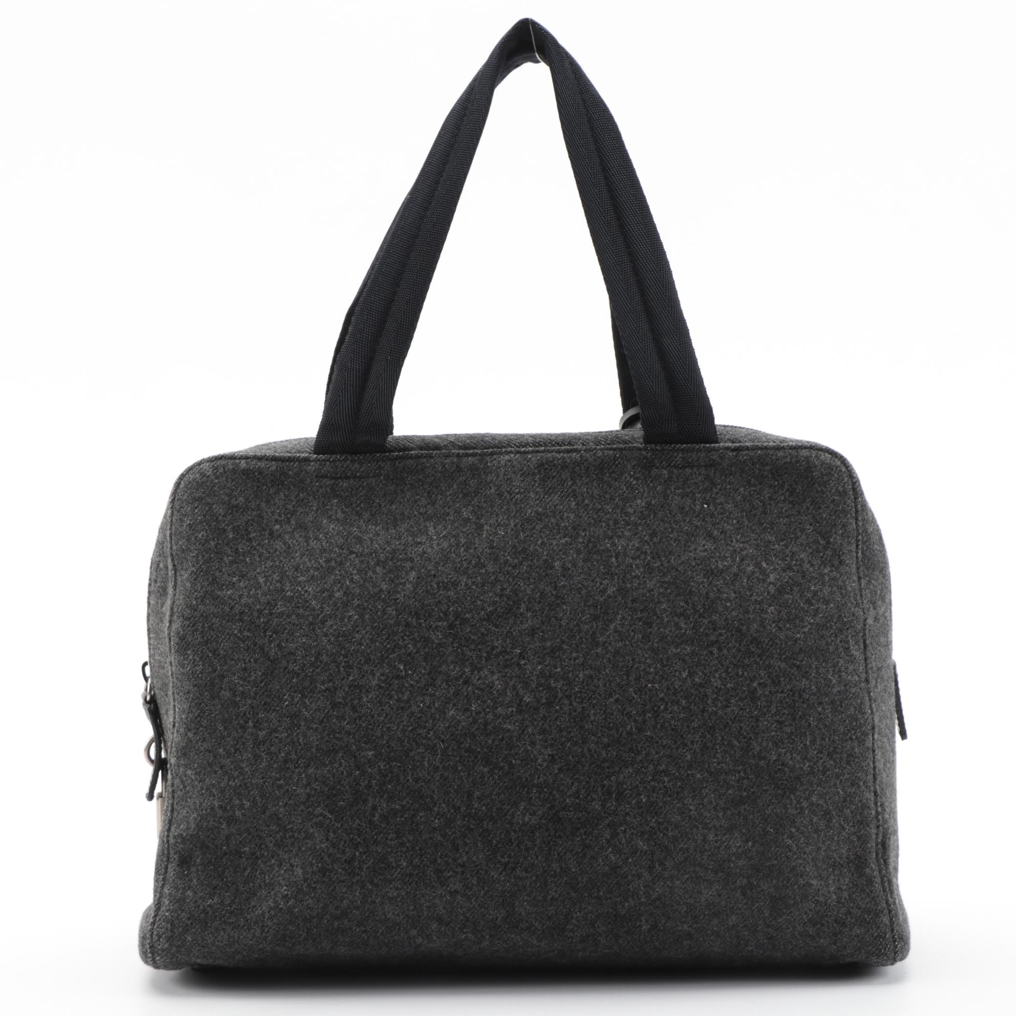 Prada Anthracite Wool Top Handle Bag