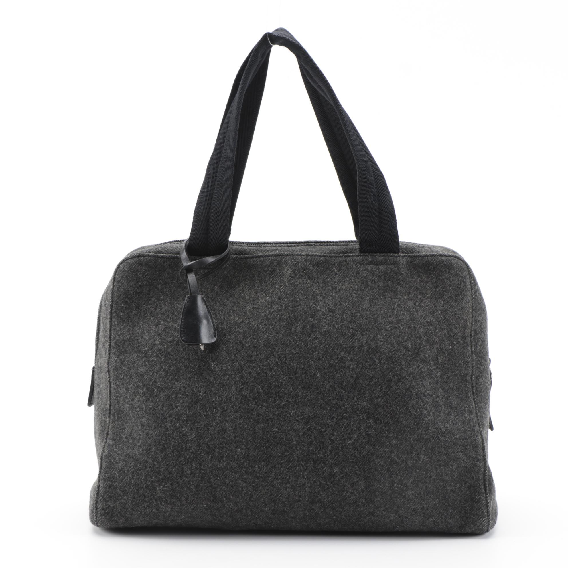 Prada Anthracite Wool Top Handle Bag