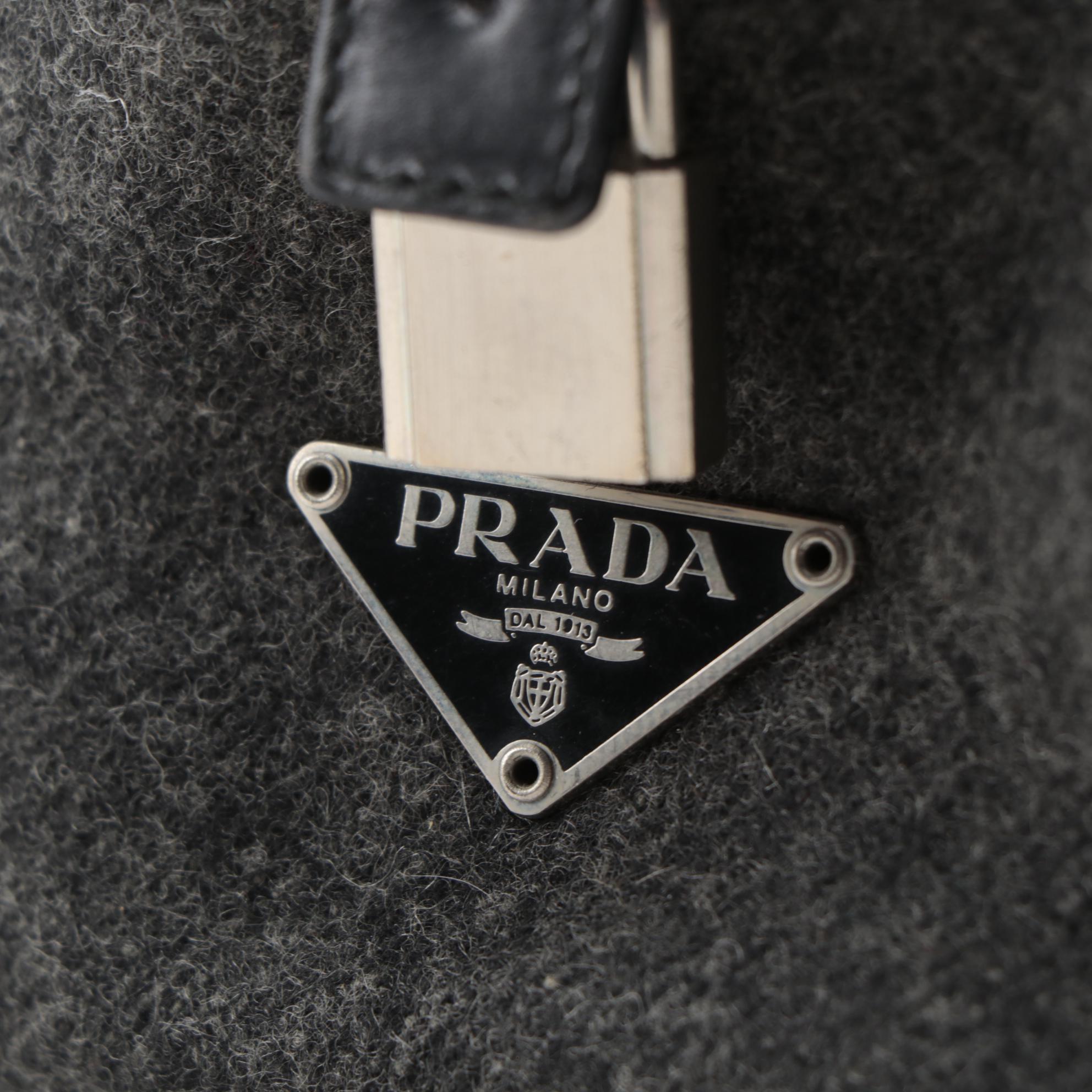 Prada Anthracite Wool Top Handle Bag