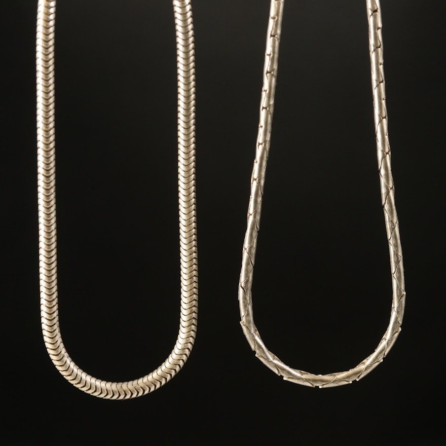 Sterling Snake and Cobra Link Necklaces