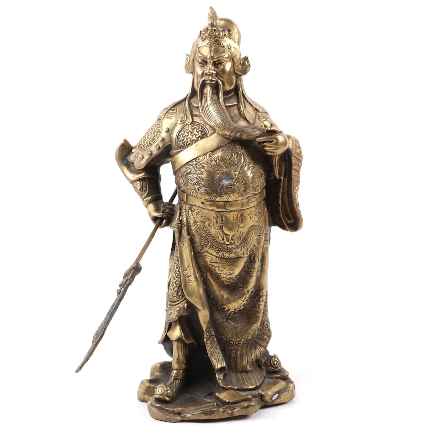 Chinese Style Fengshui Gilt Bronze Figurine of Guan Yu