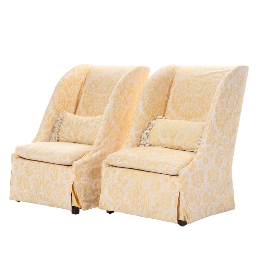 Pair of Lee Custom Upholstered Slip-Covered Lounge Chairs