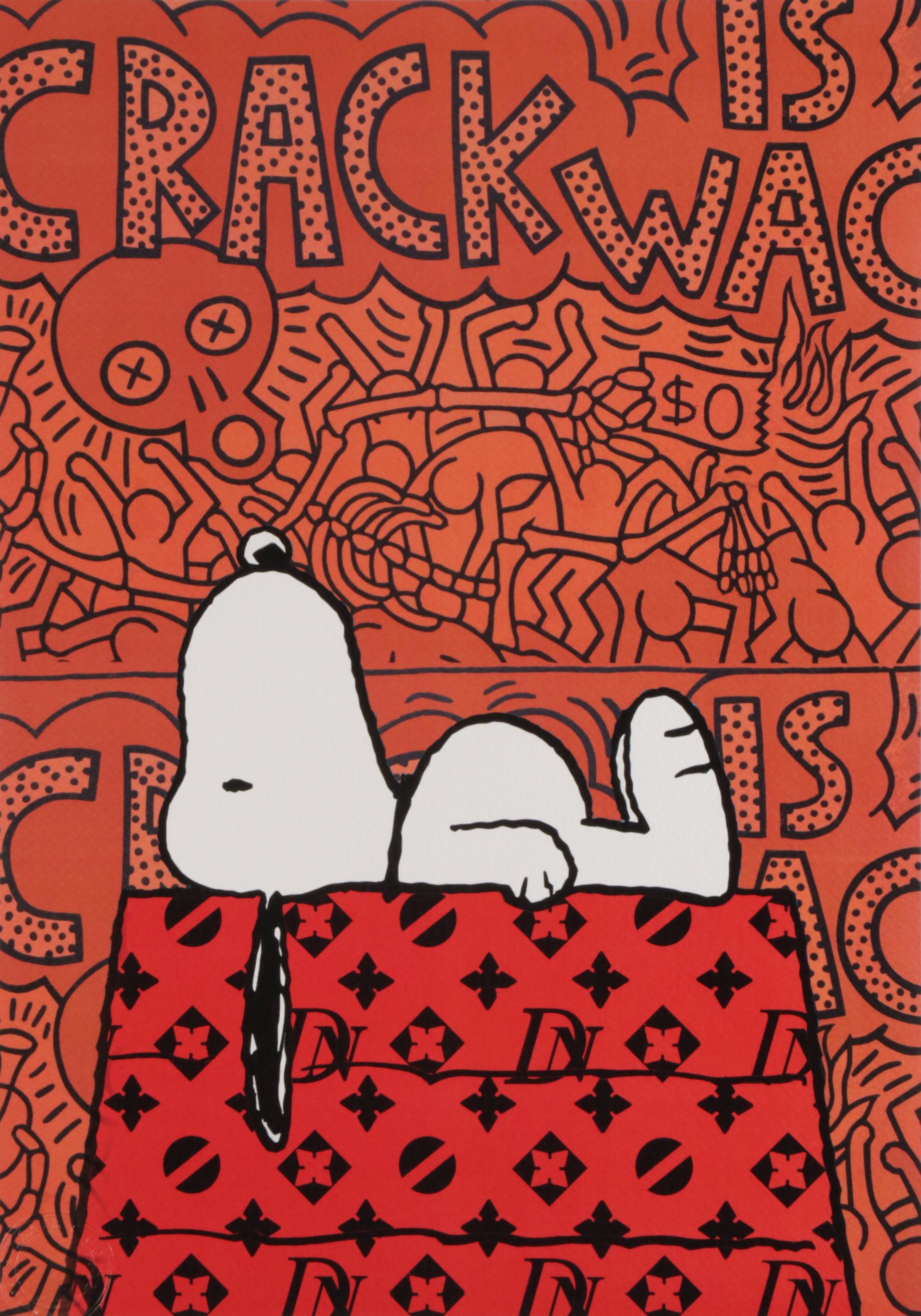 Death NYC Pop Art Graphic Print of Snoopy Daydreaming of Keith Haring, 2020