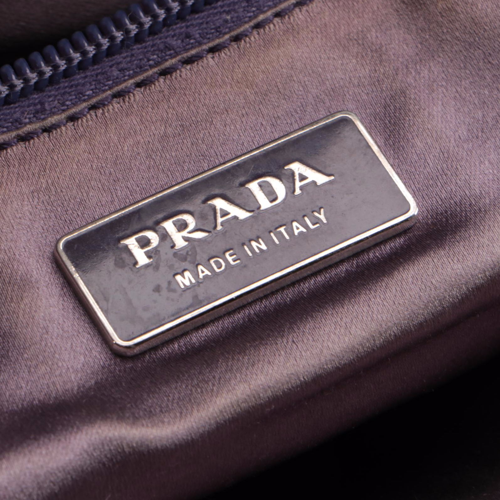 Prada Bauletto Bag in Canapa Canvas with Lilac Leather Trim