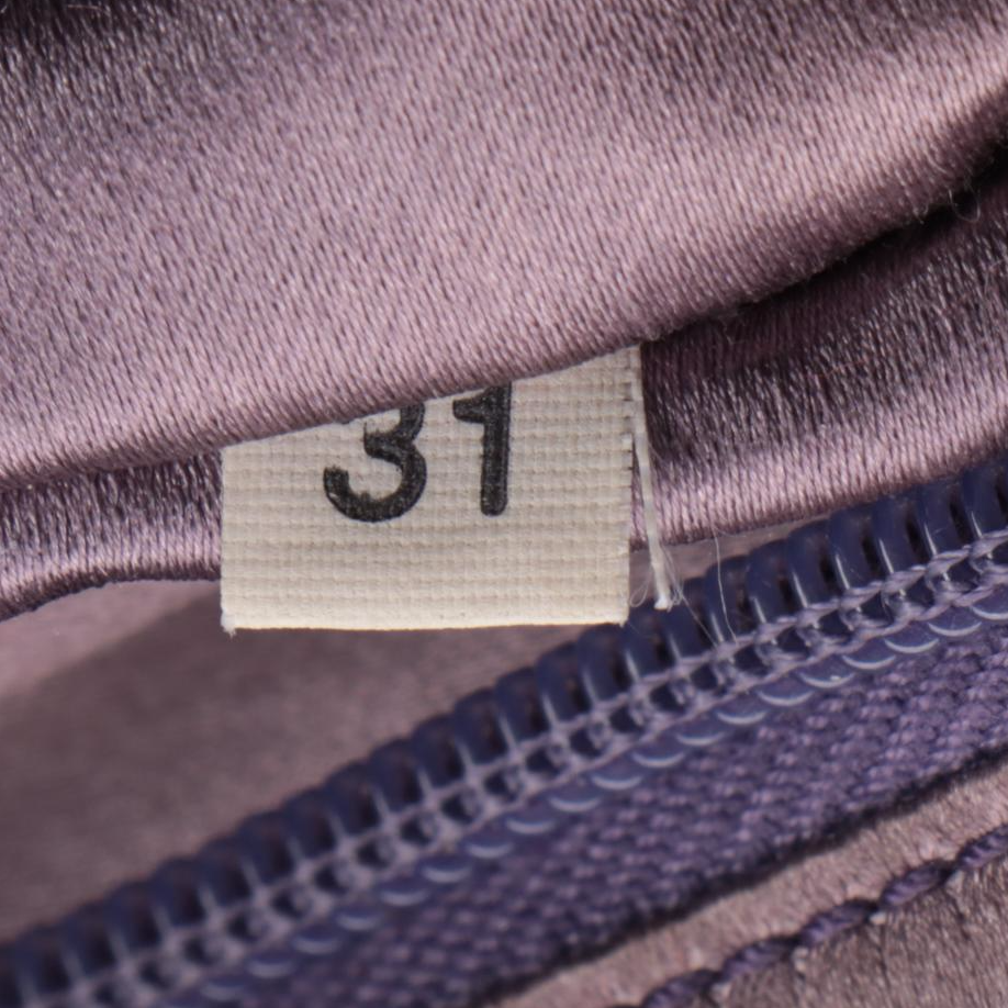 Prada Bauletto Bag in Canapa Canvas with Lilac Leather Trim