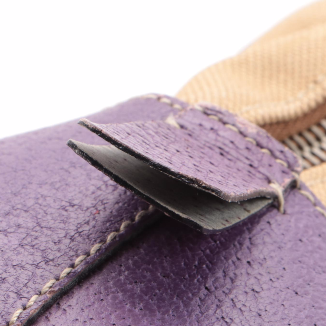 Prada Bauletto Bag in Canapa Canvas with Lilac Leather Trim