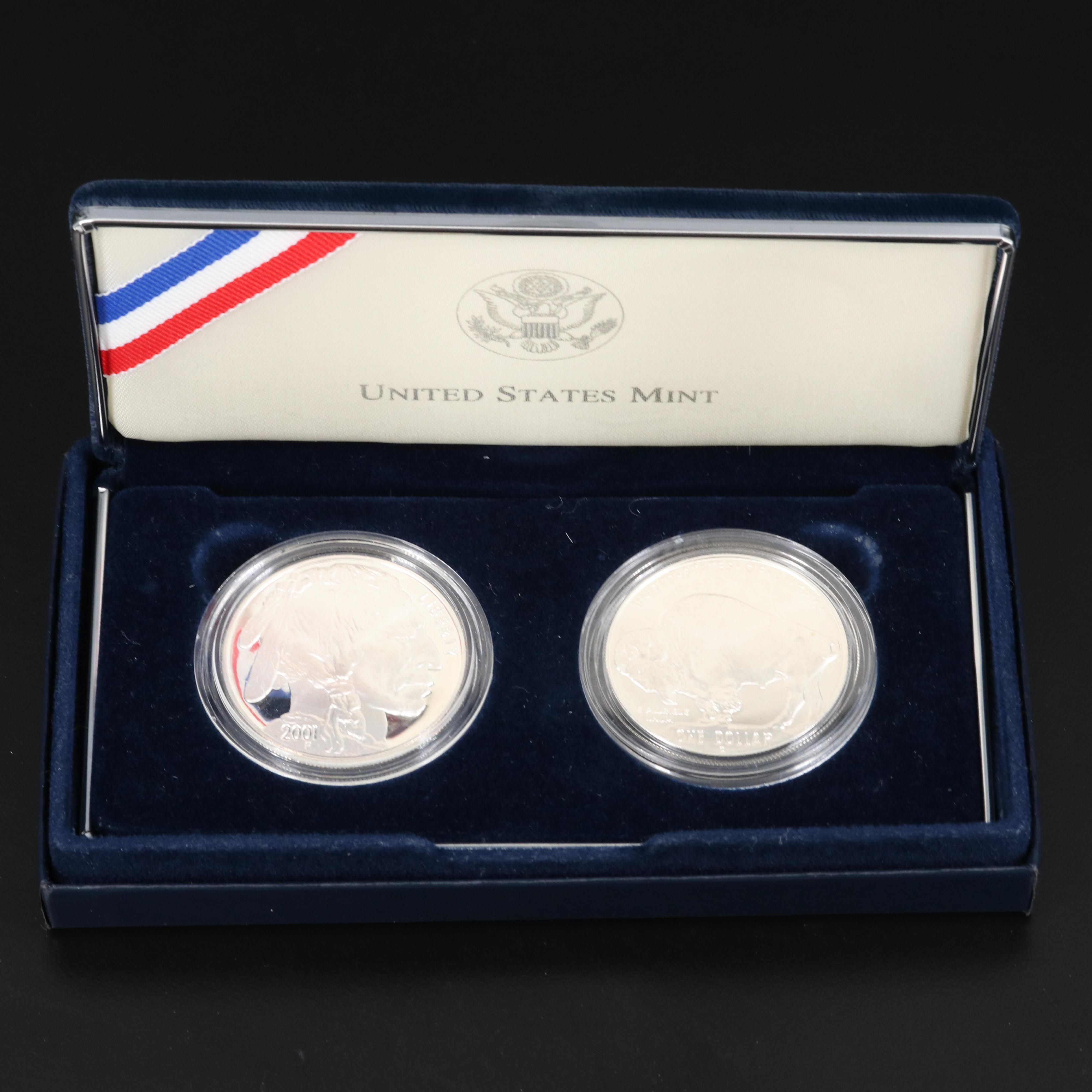 American Buffalo and Yellowstone National Park Silver Proof Dollar Coins