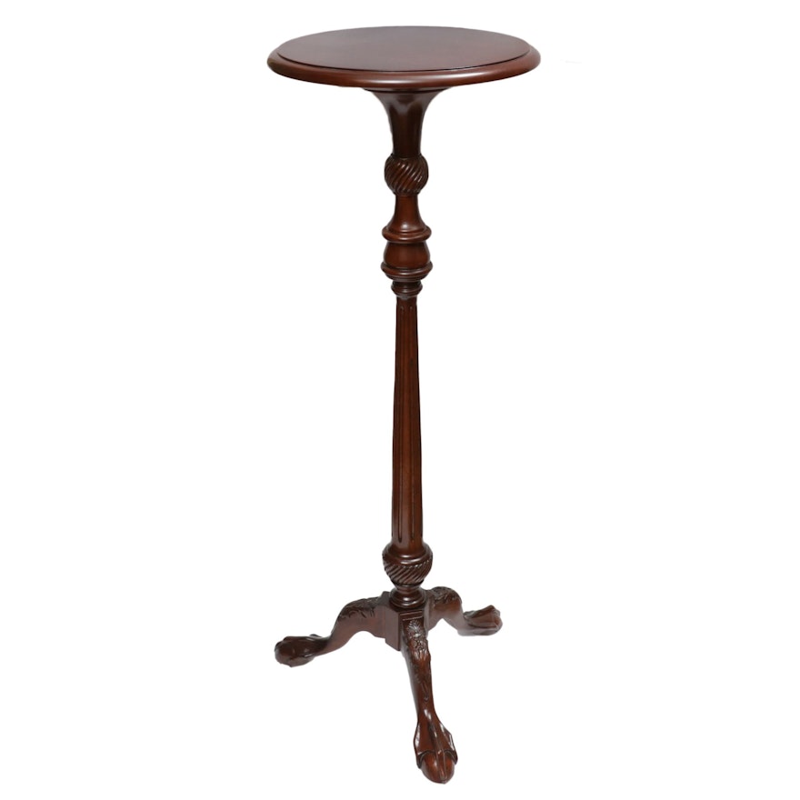 George III Style Ball-and-Claw Wood Pedestal Table Plant Stand