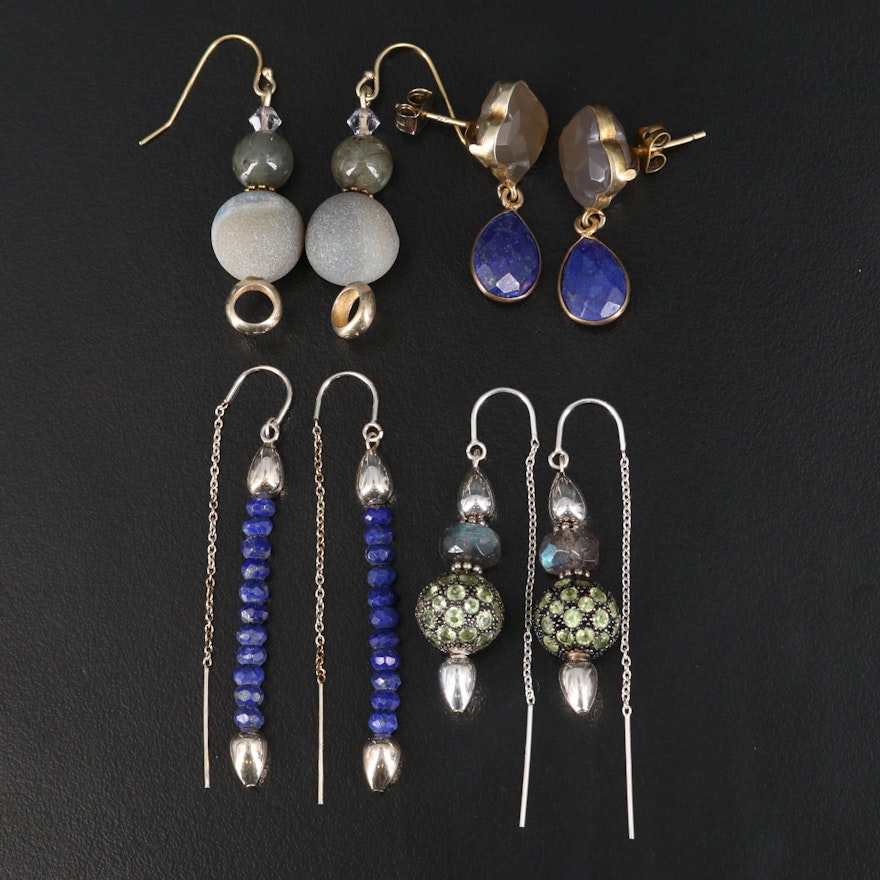 Sterling Earrings Featuring Lapis Lazuli, Agate and Jasper