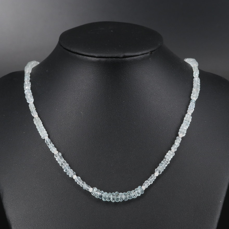 14K Aquamarine and Diamond Necklace