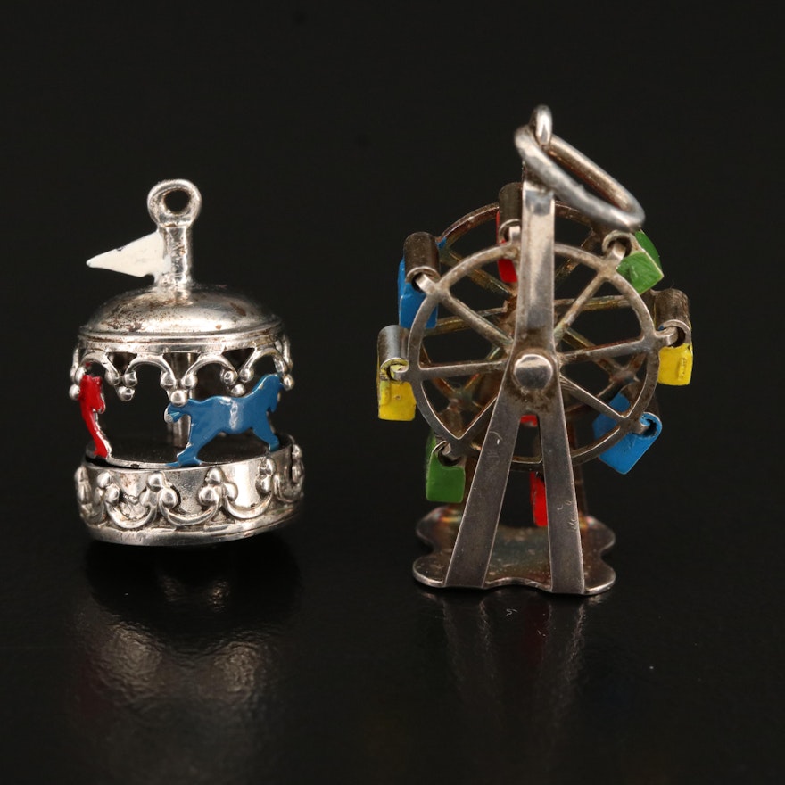 Vintage Sterling Ferris Wheel and Carousel Charms