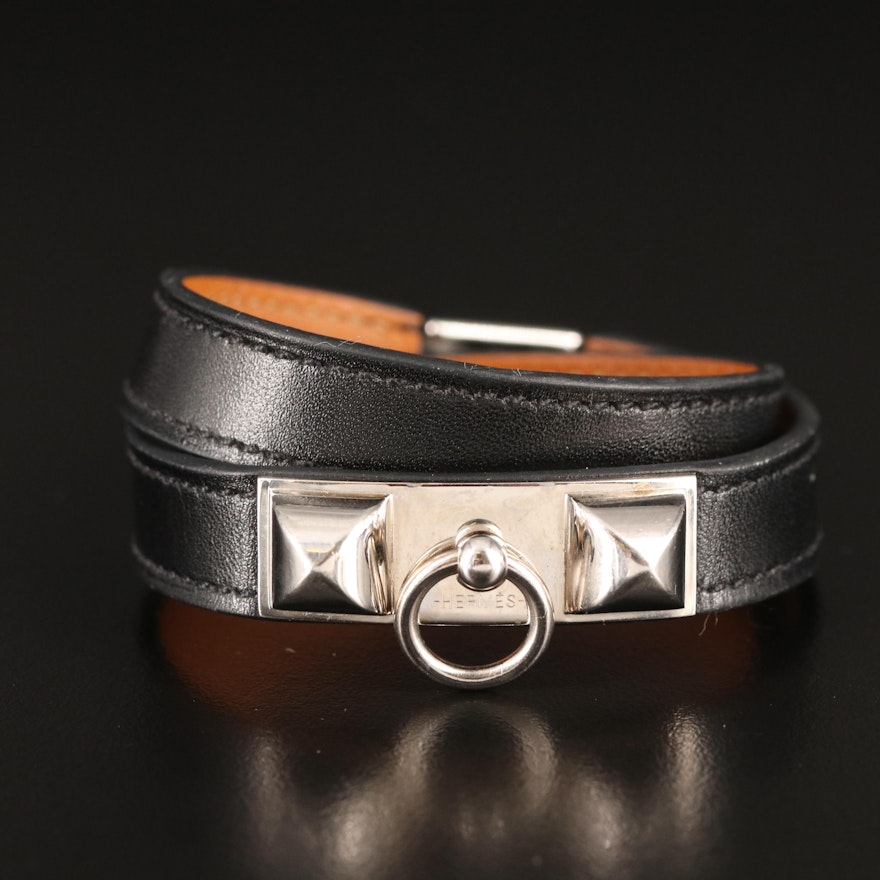 Hermès Rivale Double Tour Leather Bracelet