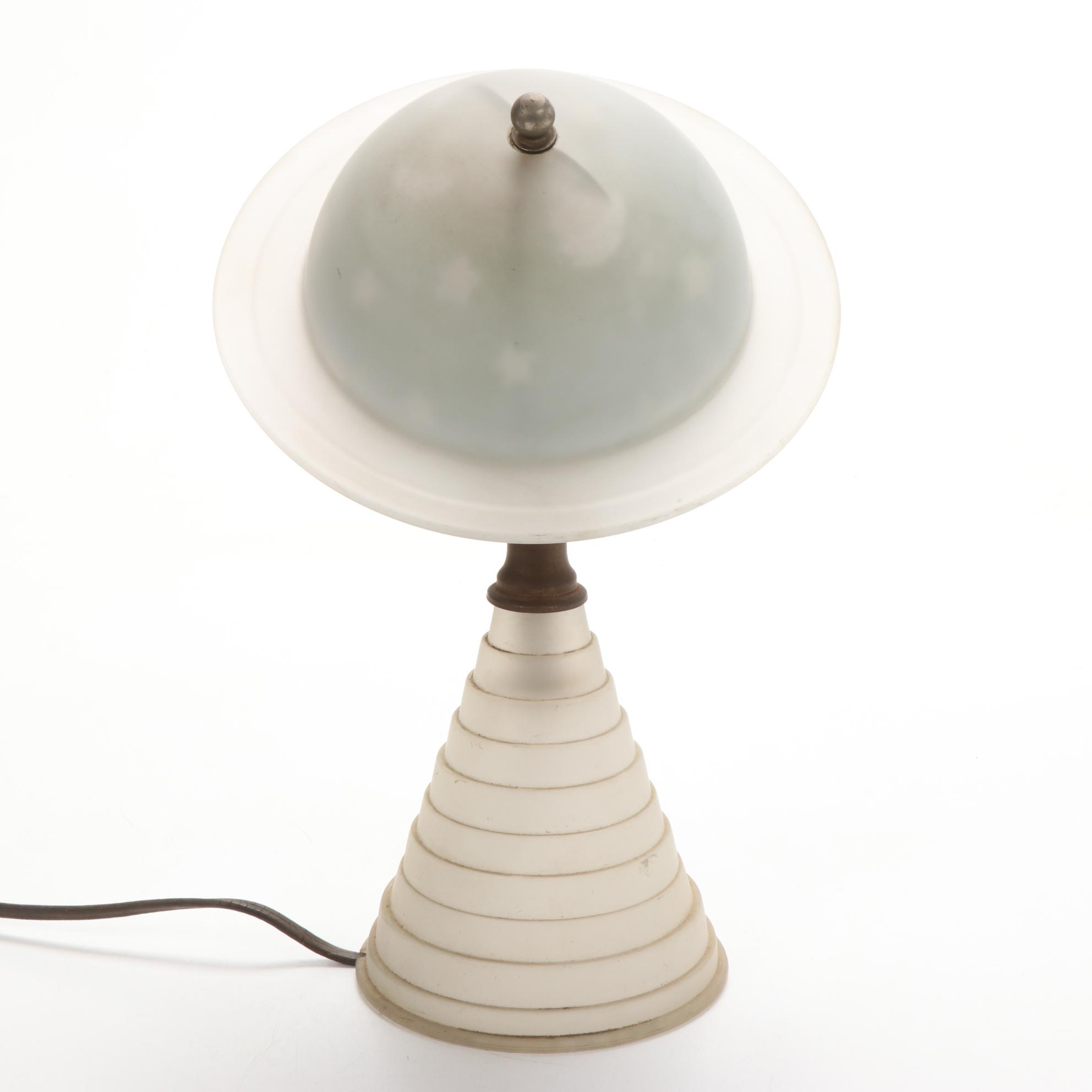 Houze Glass Art Deco New York's 1939 World's Fair Frosted Glass Saturn Desk Lamp