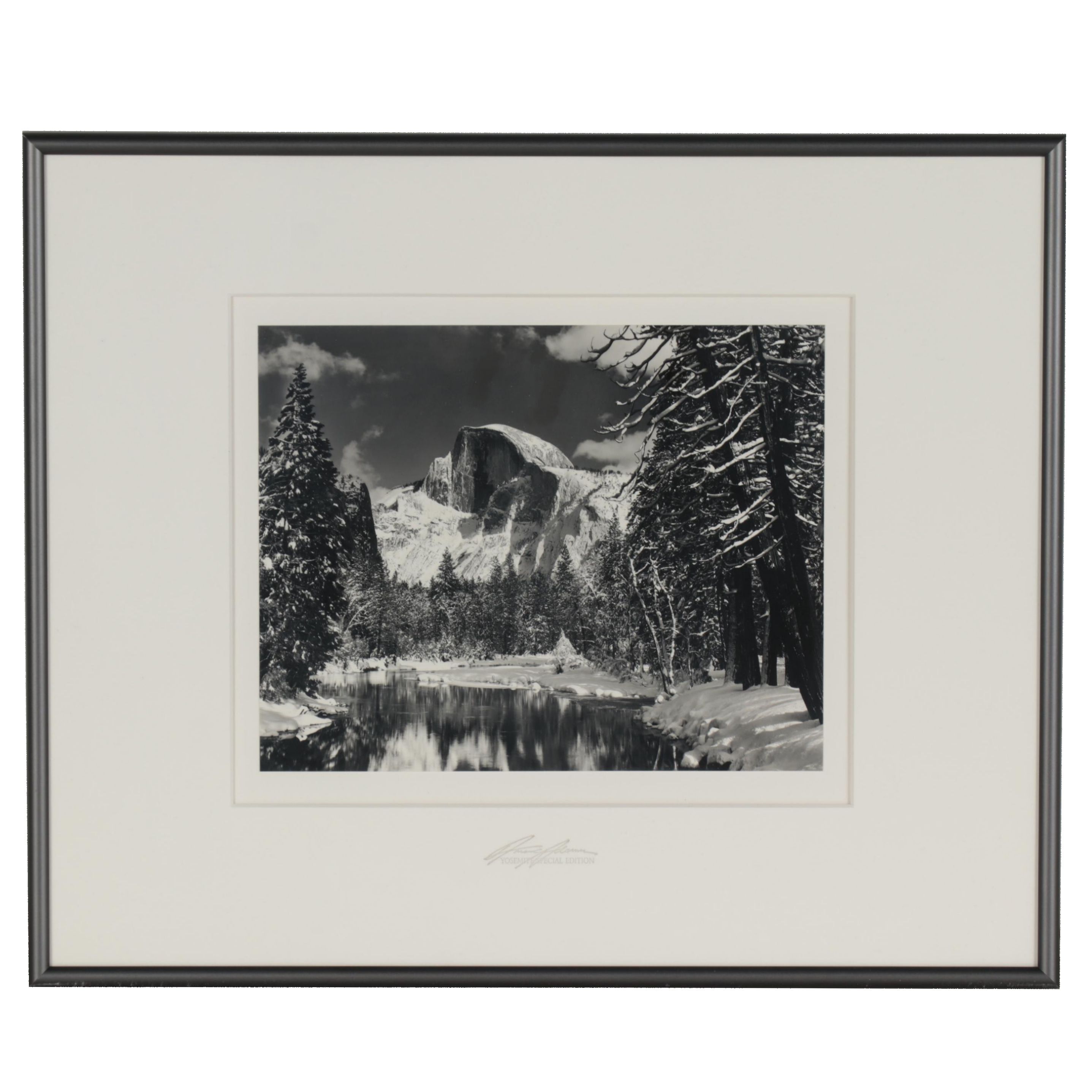 Ansel Adams Reprint Silver Gelatin Photograph "Half Dome, Merced River"