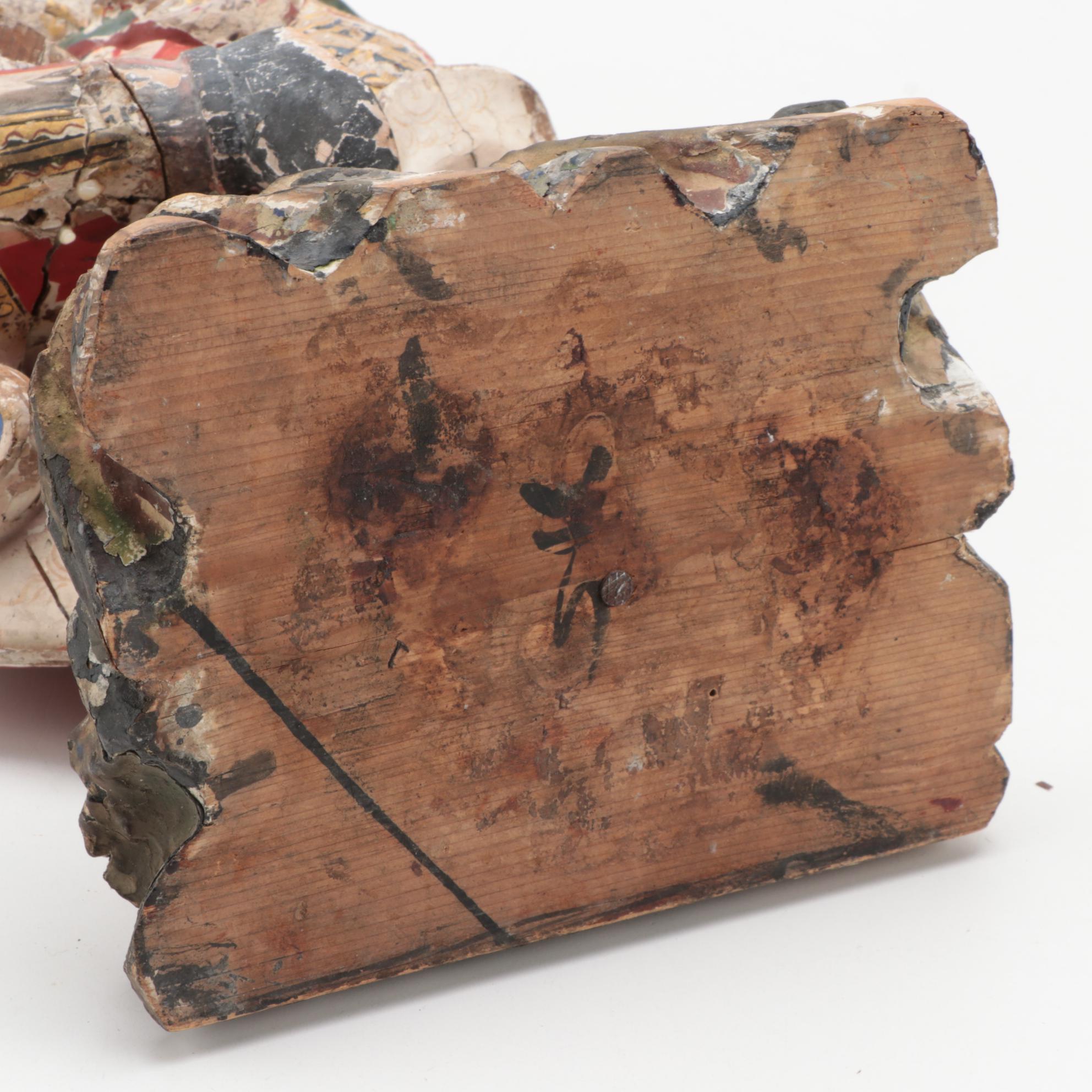 Japanese Polychrome Wood Figure of Dancing Temple Guardian