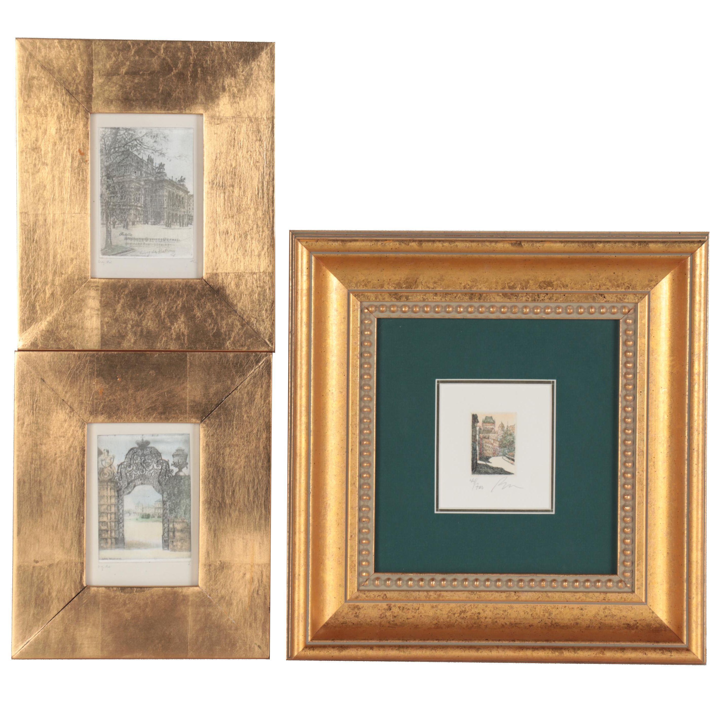 Jacques Brousseau Architectural Etching with Photomechanical Prints