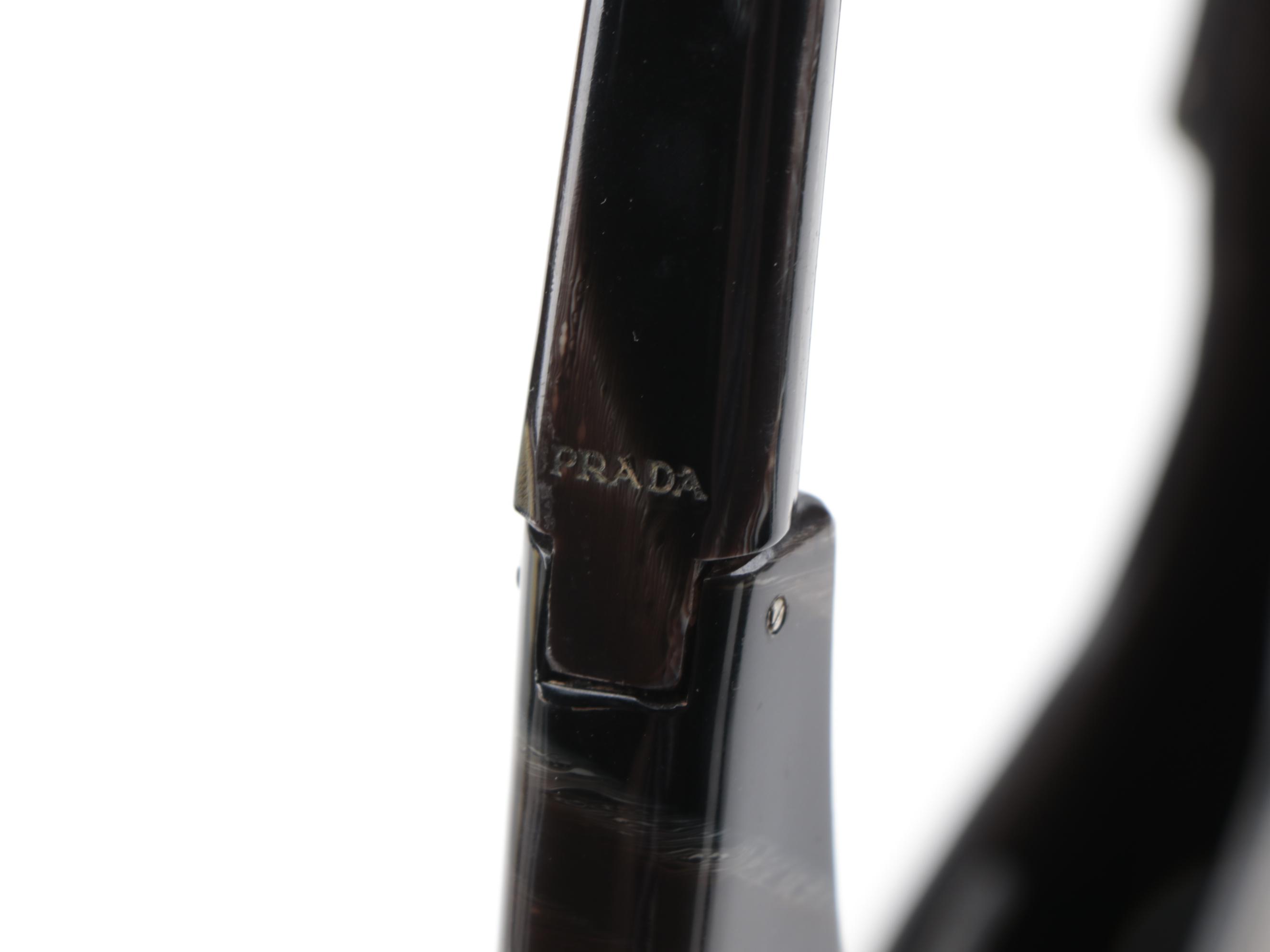 Prada Marbled Resin Handle Shoulder Bag in Brown Leather