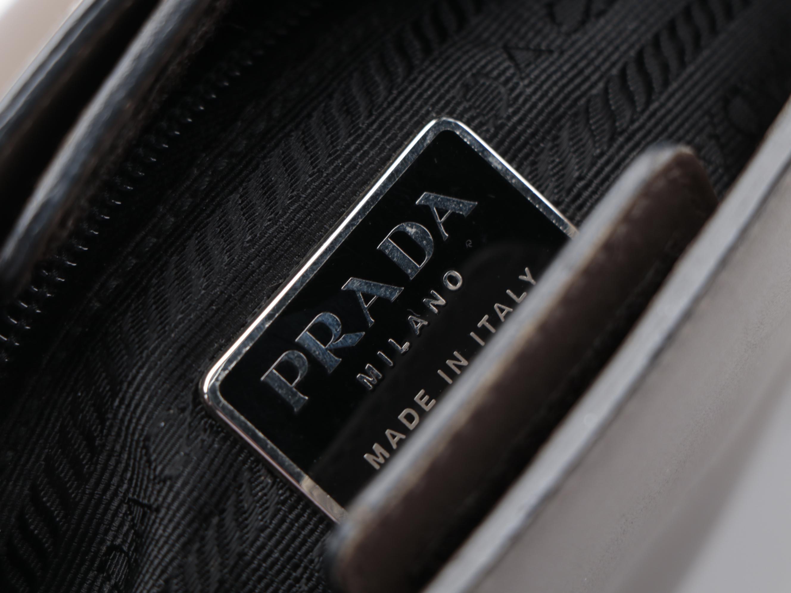 Prada Marbled Resin Handle Shoulder Bag in Brown Leather