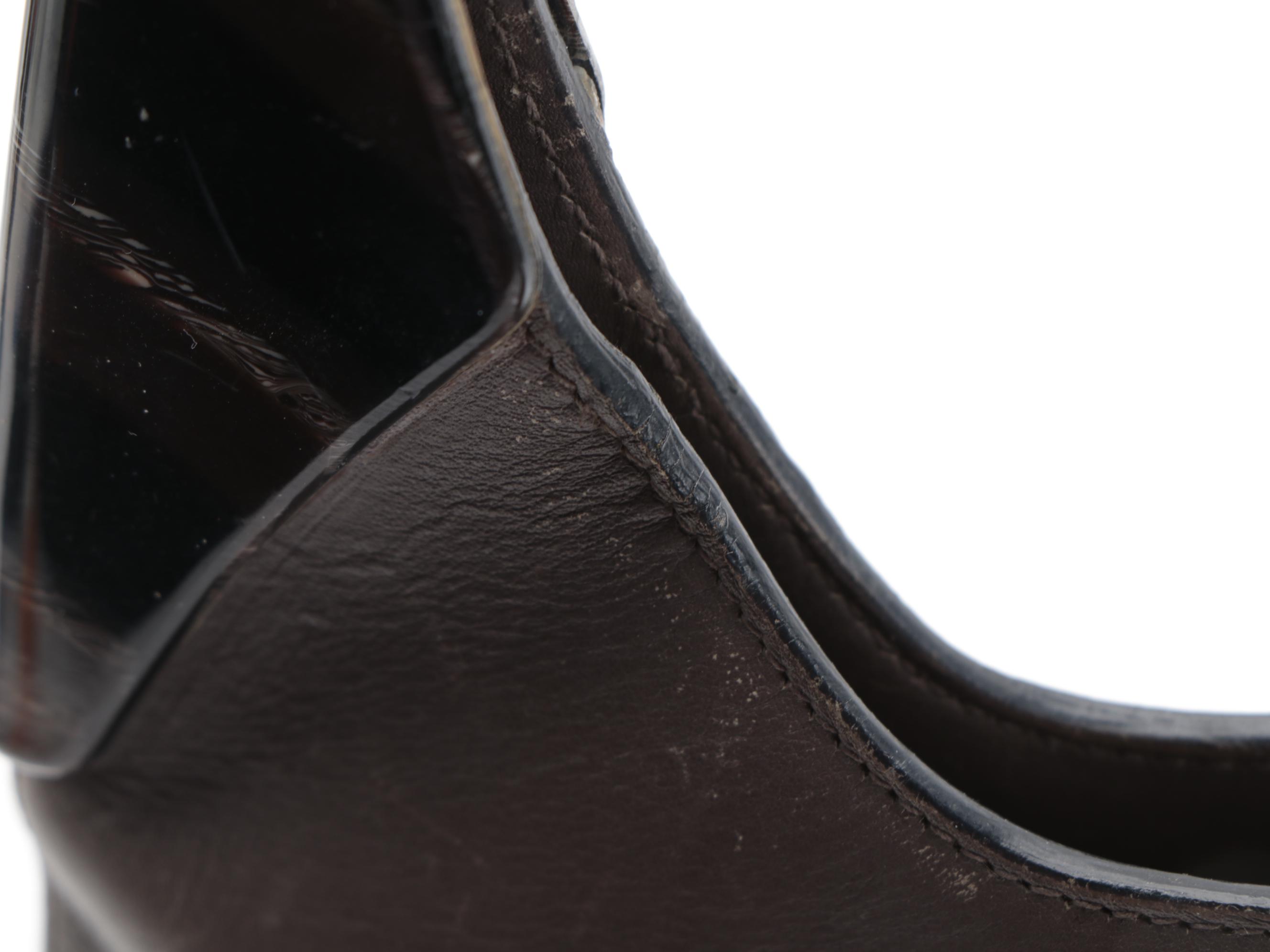 Prada Marbled Resin Handle Shoulder Bag in Brown Leather