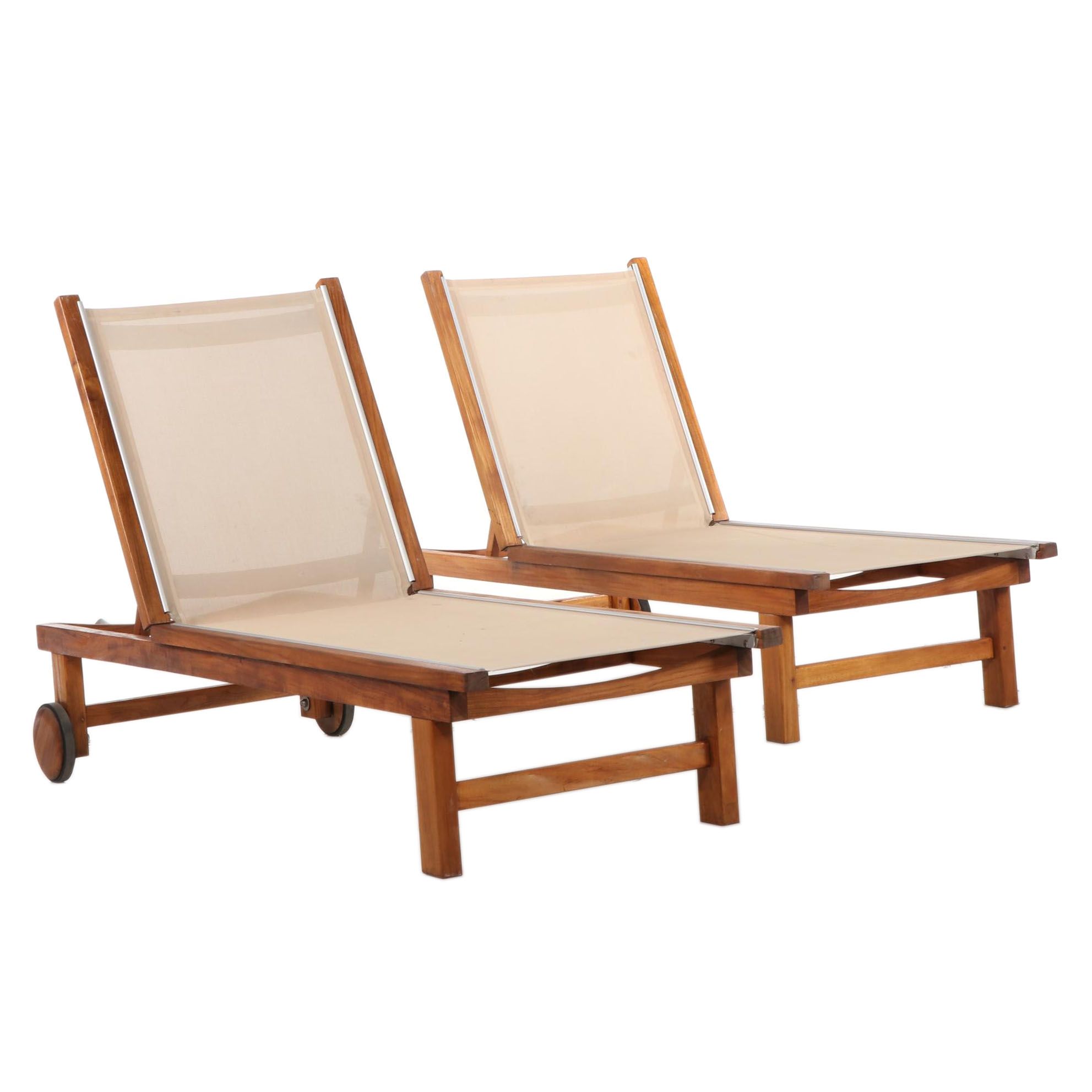 Kingsley Bate "St. Tropez" Contemporary Teak Patio Chaise Lounges