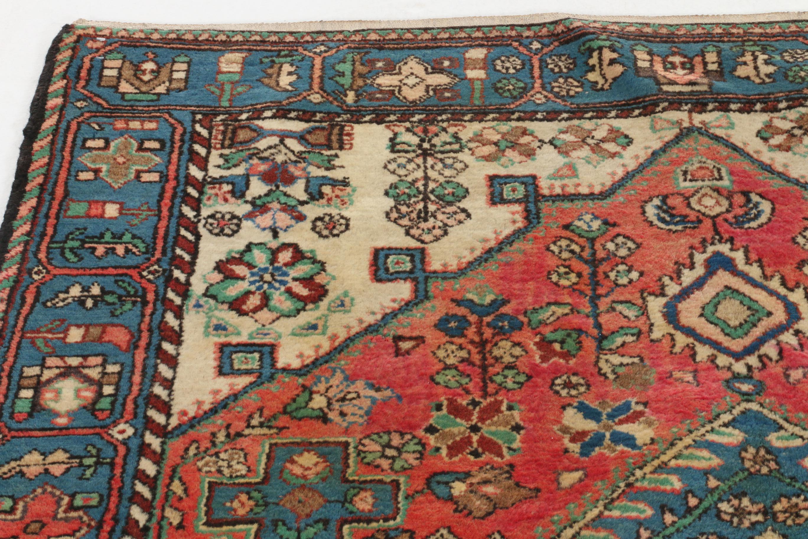 4'4 x 6'5 Hand-Knotted Persian Hamadon Wool Area Rug