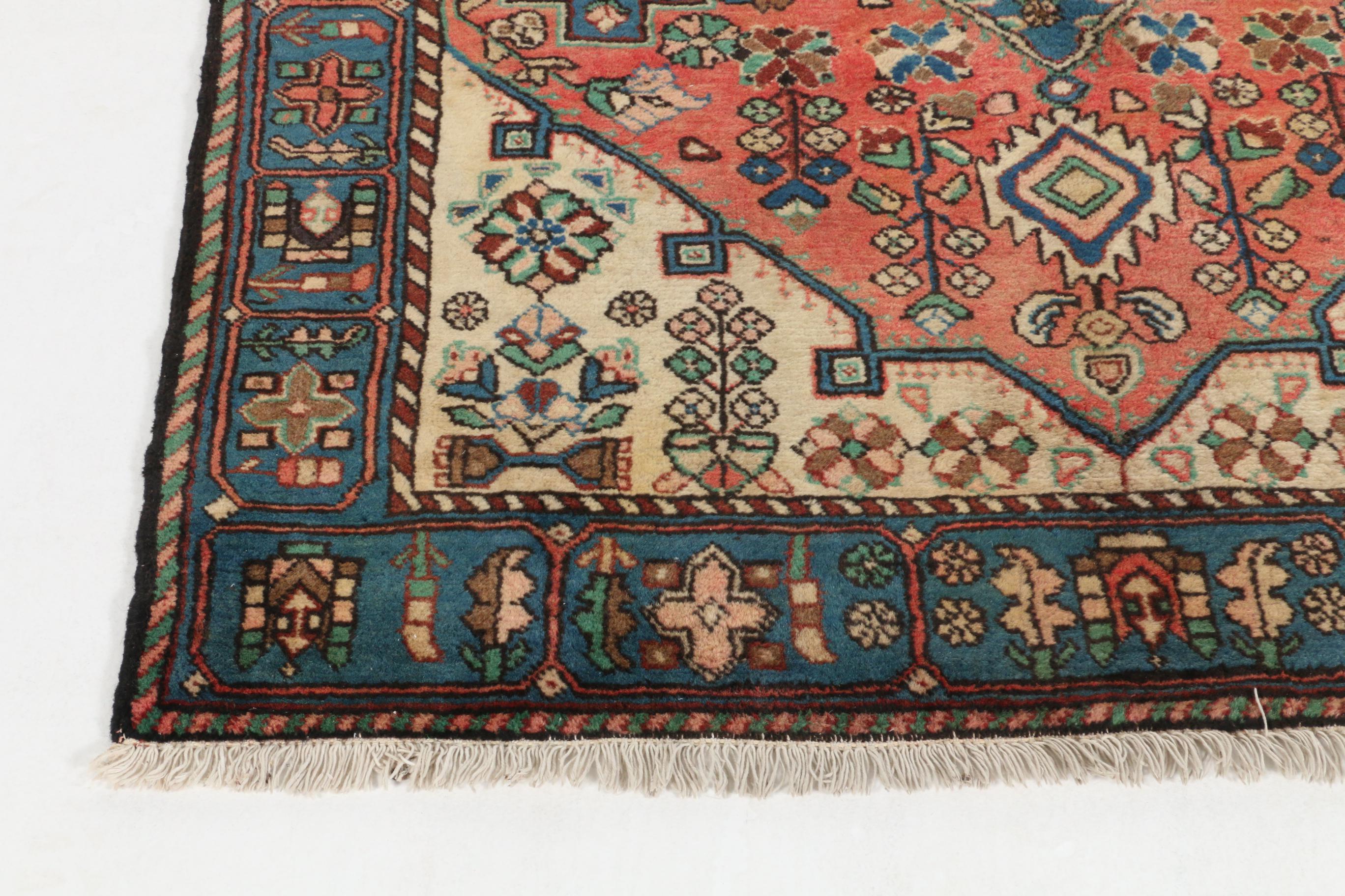 4'4 x 6'5 Hand-Knotted Persian Hamadon Wool Area Rug