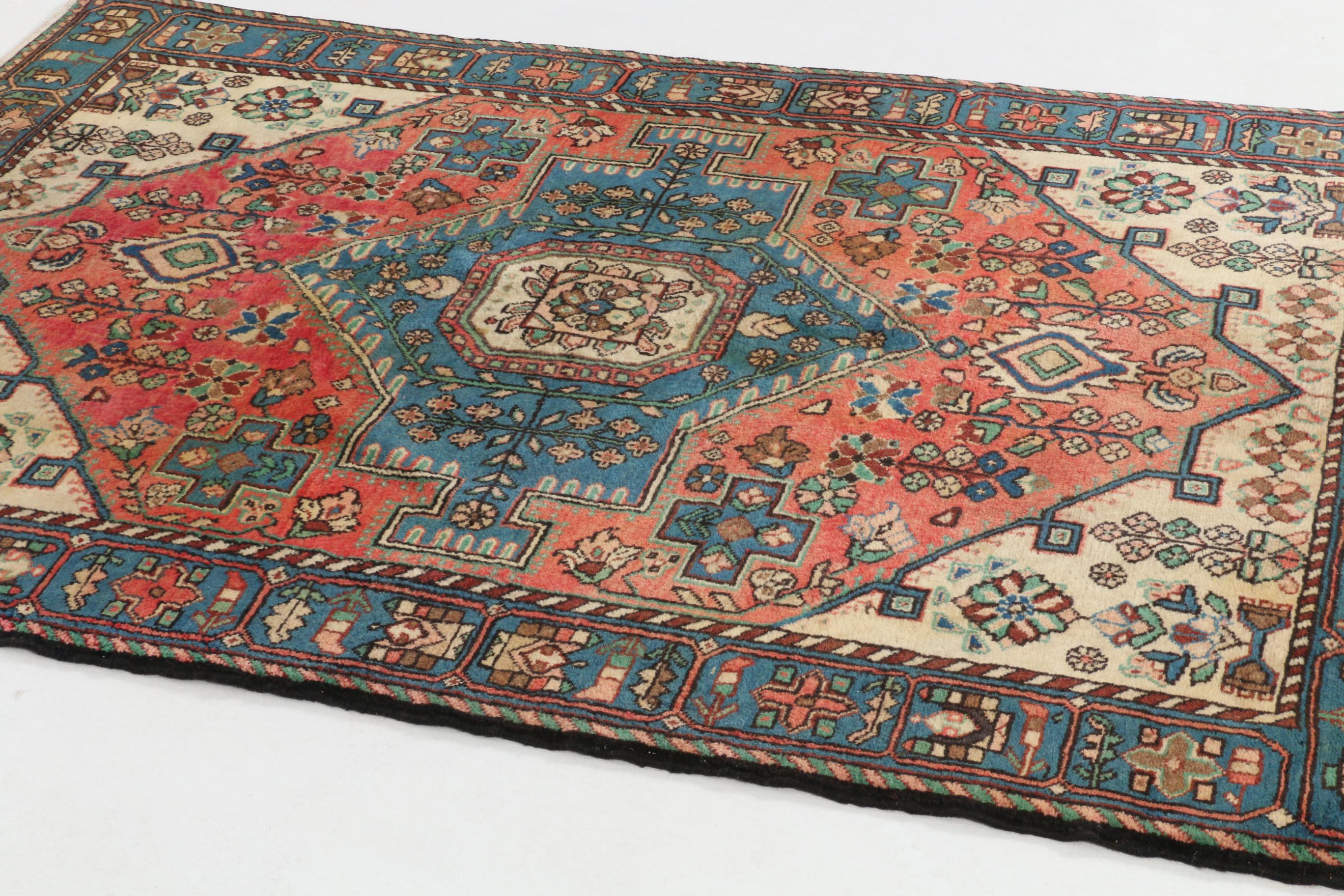 4'4 x 6'5 Hand-Knotted Persian Hamadon Wool Area Rug
