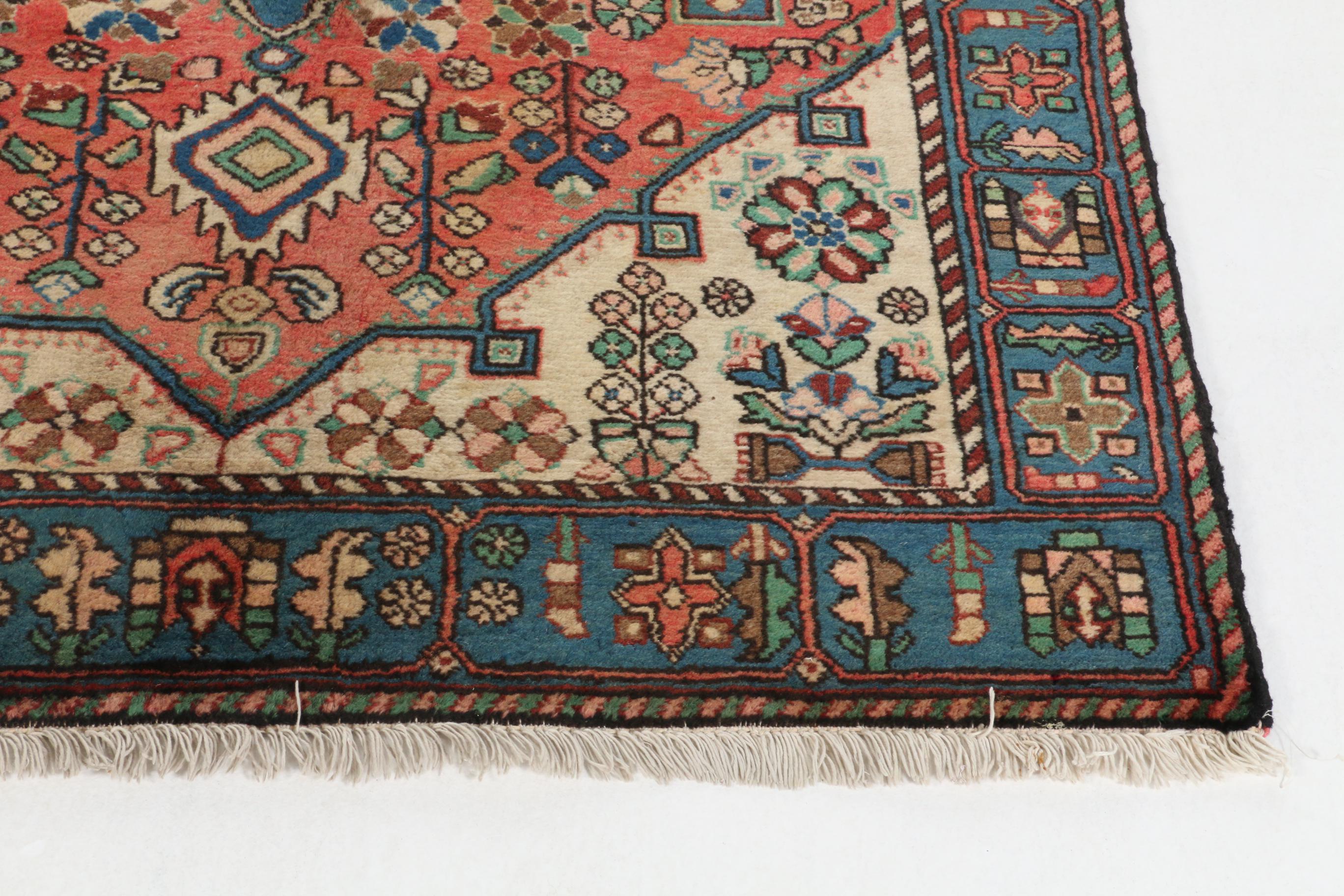 4'4 x 6'5 Hand-Knotted Persian Hamadon Wool Area Rug