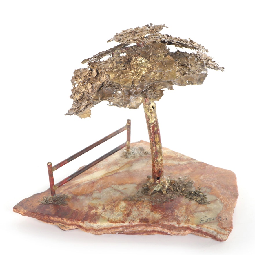 Mixed Media Sculpture of Lone Tree, Late 20th Century