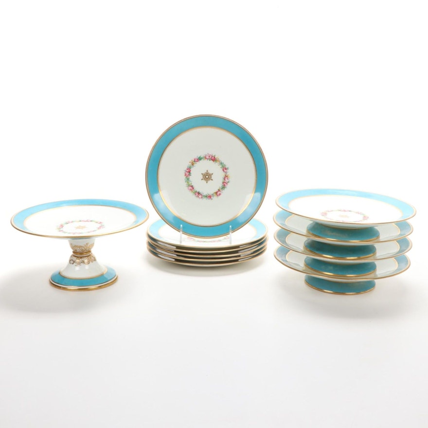 English Brownfield & Sons Gilt Porcelain Dessert Service, Late 19th Century