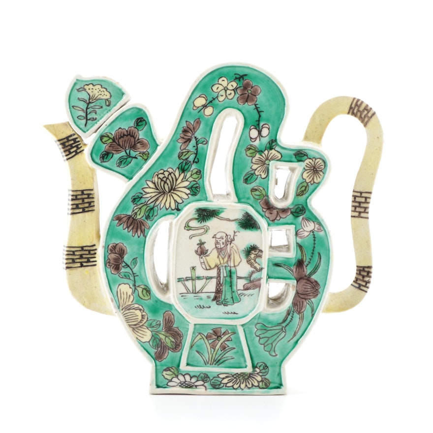 Chinese Porcelain Famille Verte "Shou Character"  Ewer