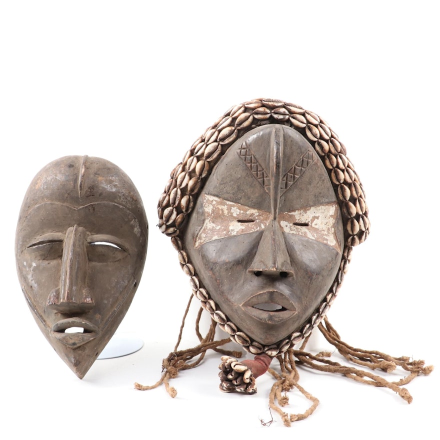 Dan Style Hand-Carved Wood Masks, West Africa