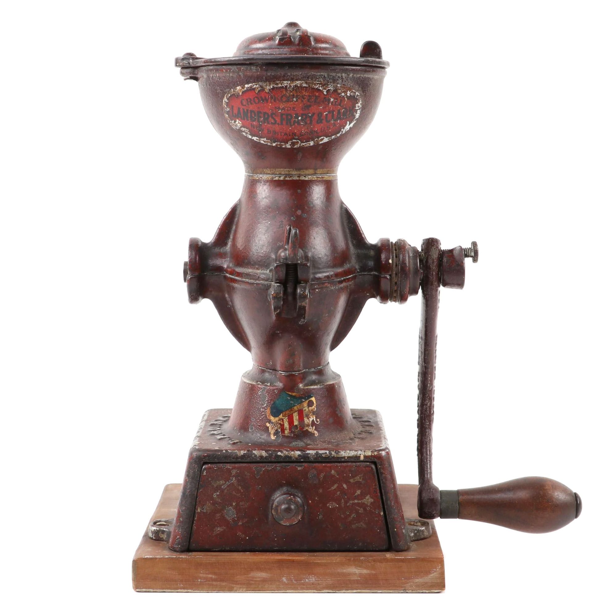 Landers Frary & Clark Cast Iron Coffee Grinder Mill, circa 1905