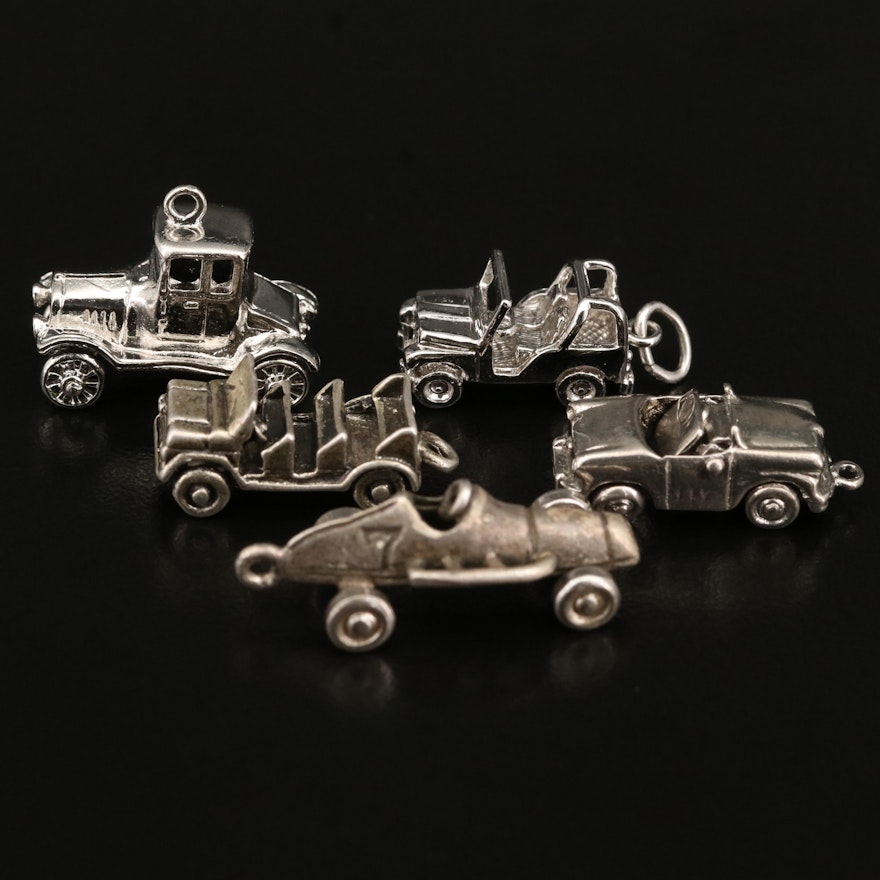 Vintage Car Themed Charm Selection Including Sterling