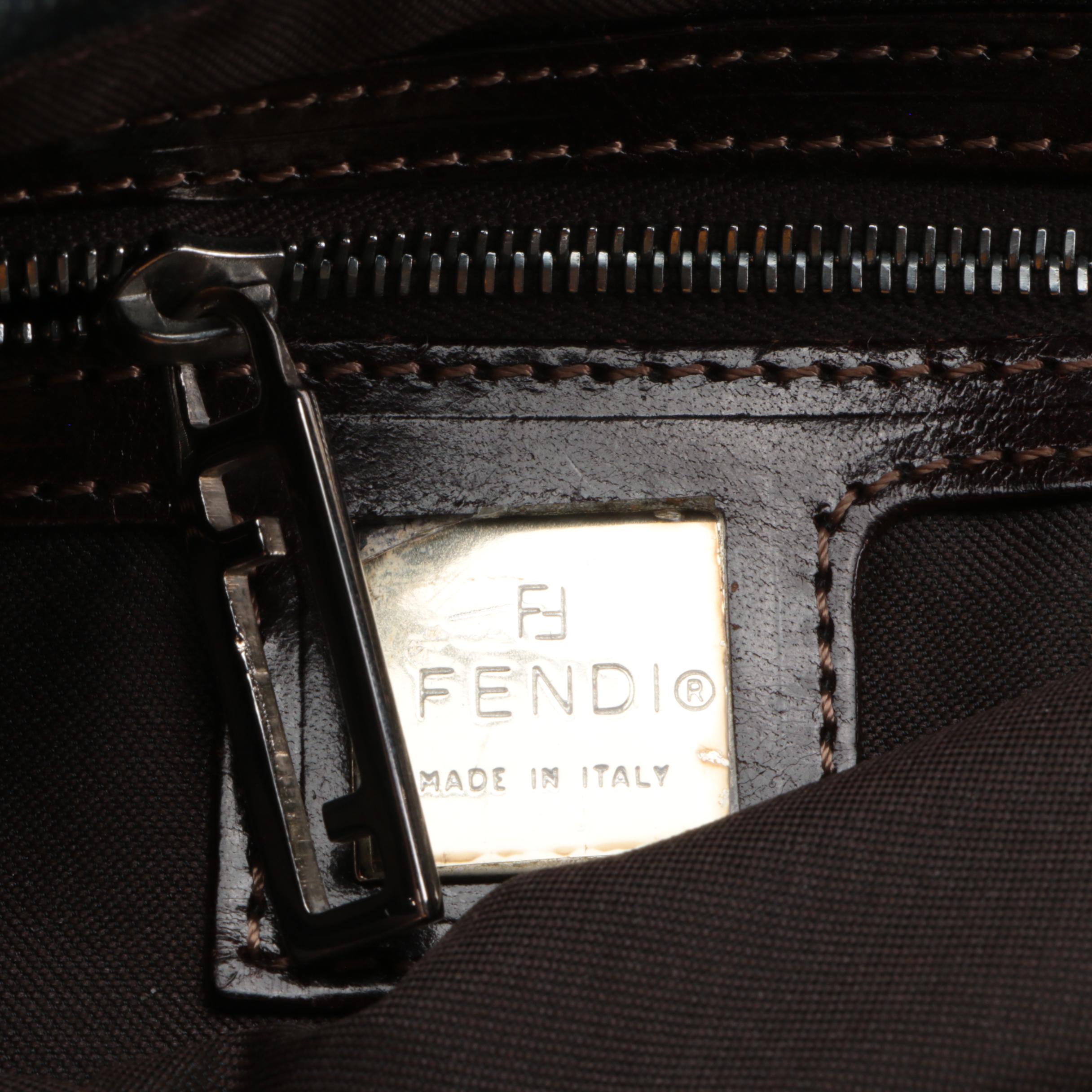 Fendi Demin Bag with Silver Tone Flex-Frame and Side Logo Cutouts