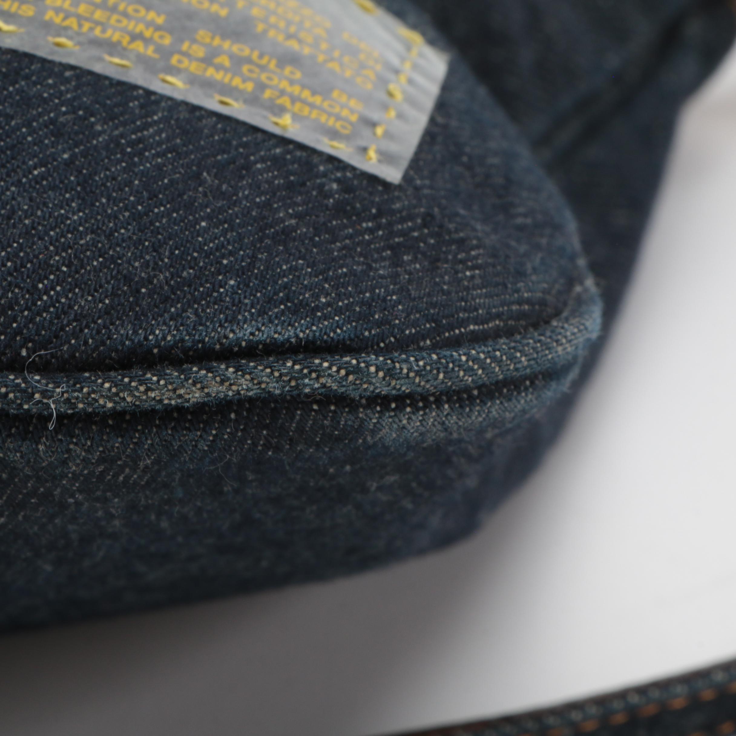 Fendi Demin Bag with Silver Tone Flex-Frame and Side Logo Cutouts