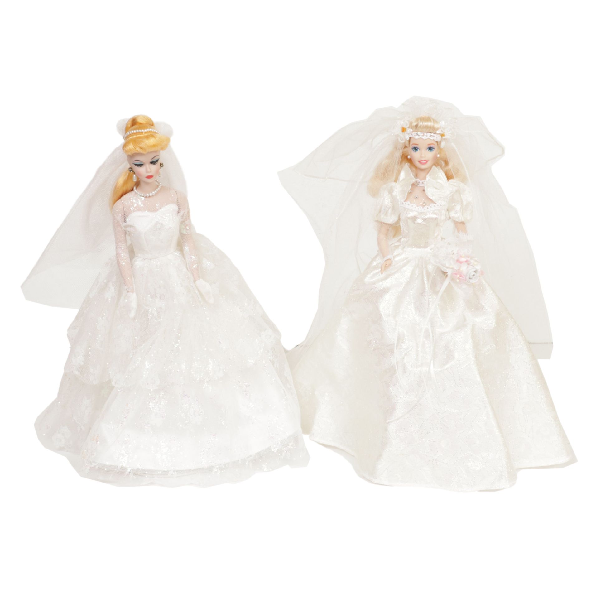 Mattel "Star Lily Bride" and "Wedding Party" Porcelain Barbie Dolls
