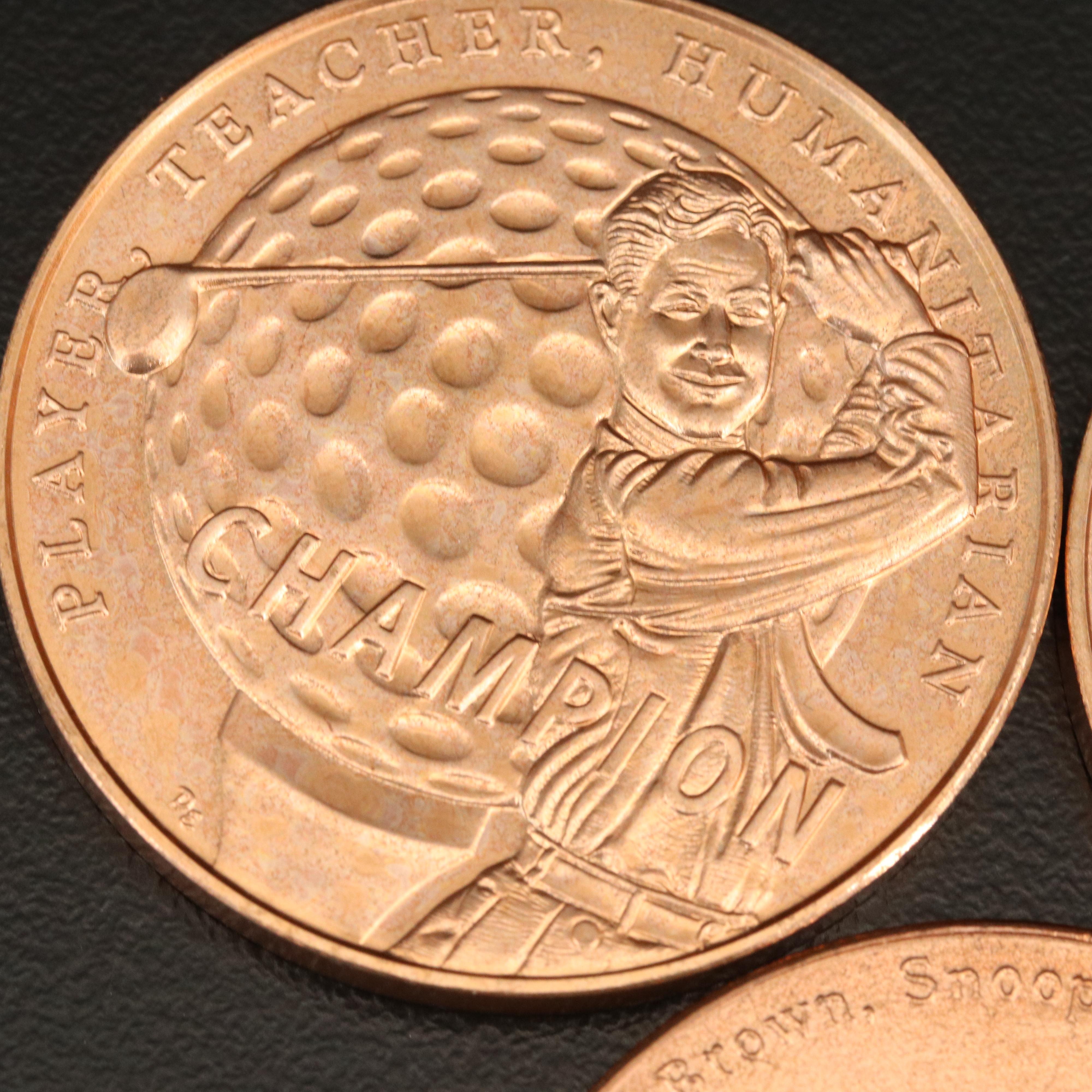 Bronze Medals of Jackie Robinson, Byron Nelson and Charles M. Schulz