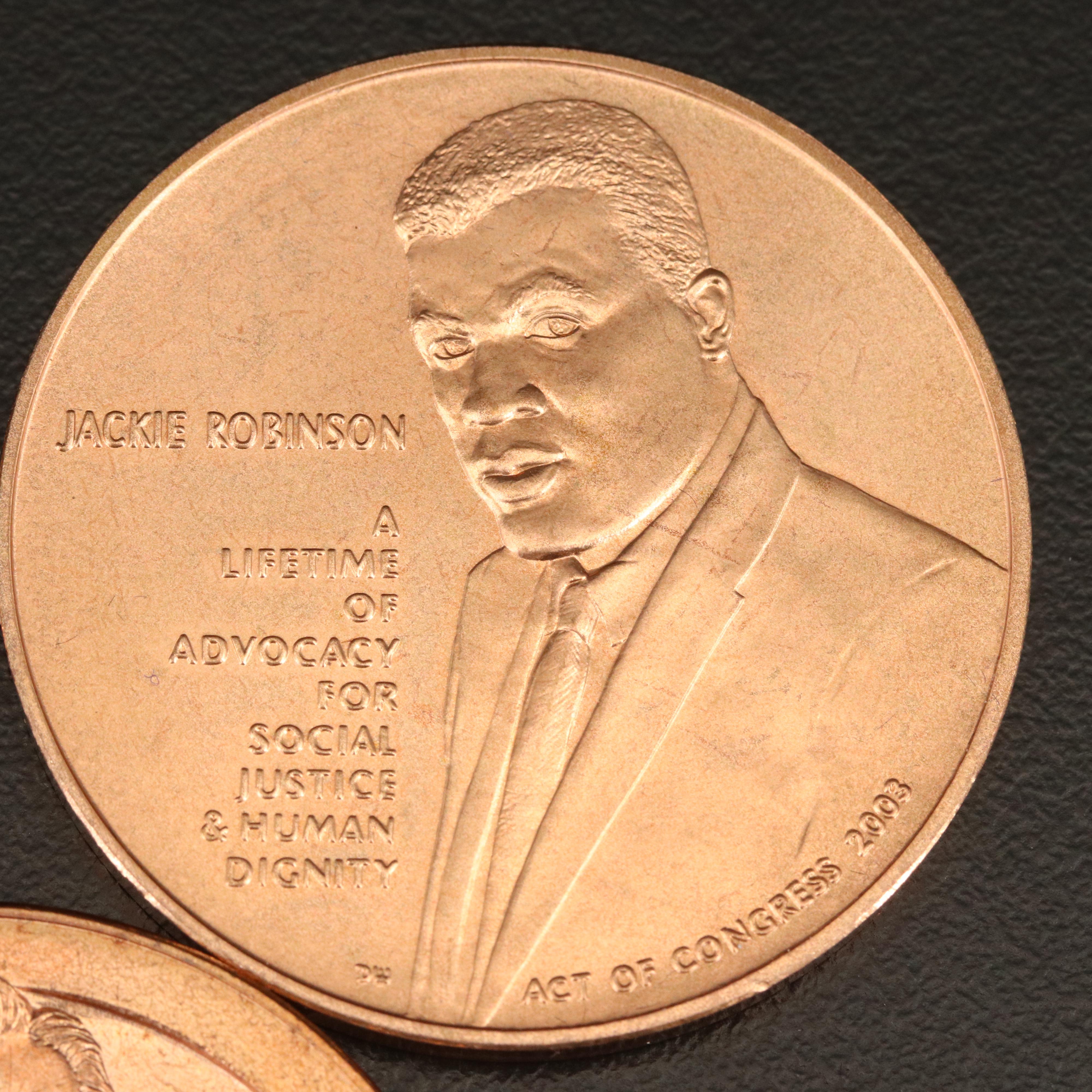 Bronze Medals of Jackie Robinson, Byron Nelson and Charles M. Schulz