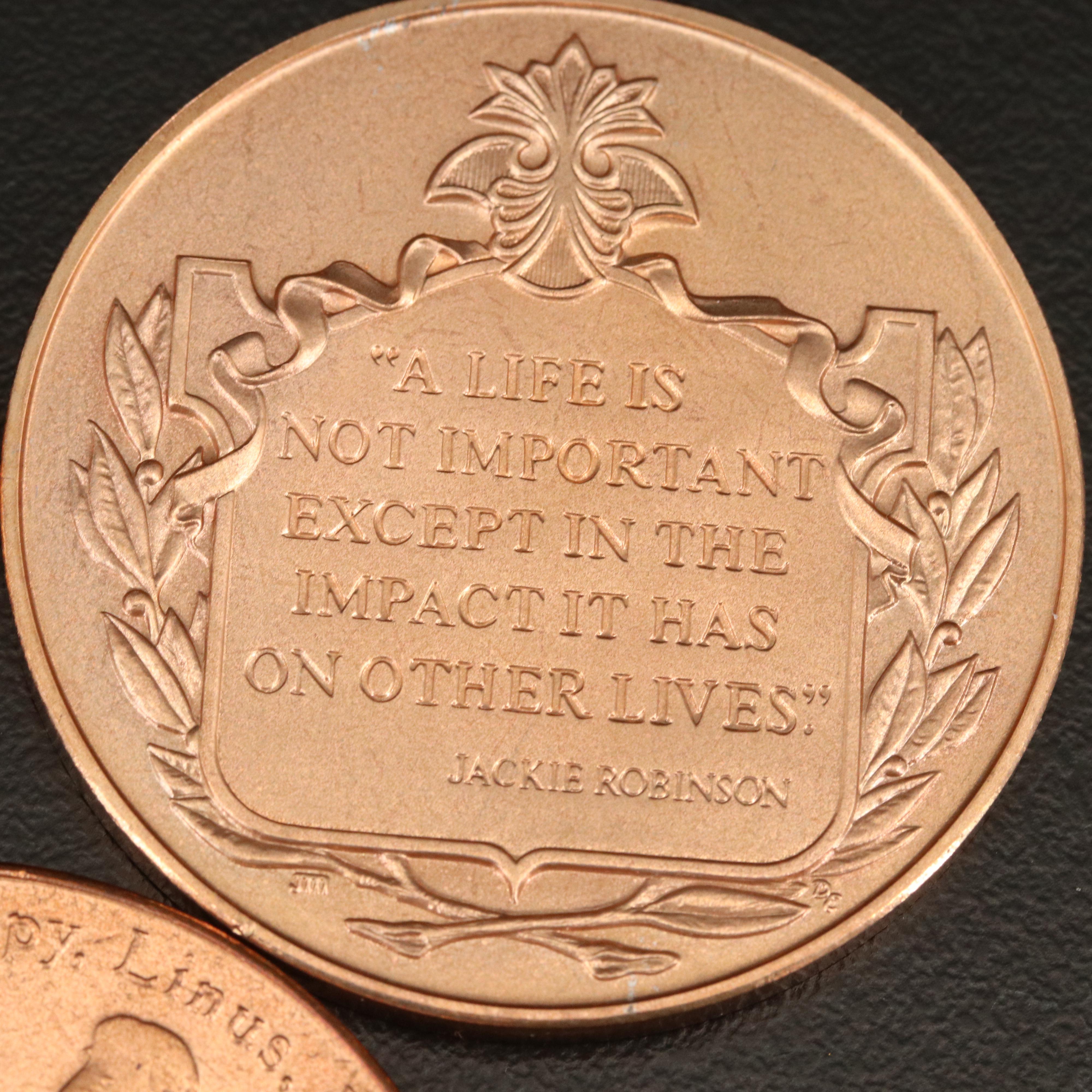 Bronze Medals of Jackie Robinson, Byron Nelson and Charles M. Schulz