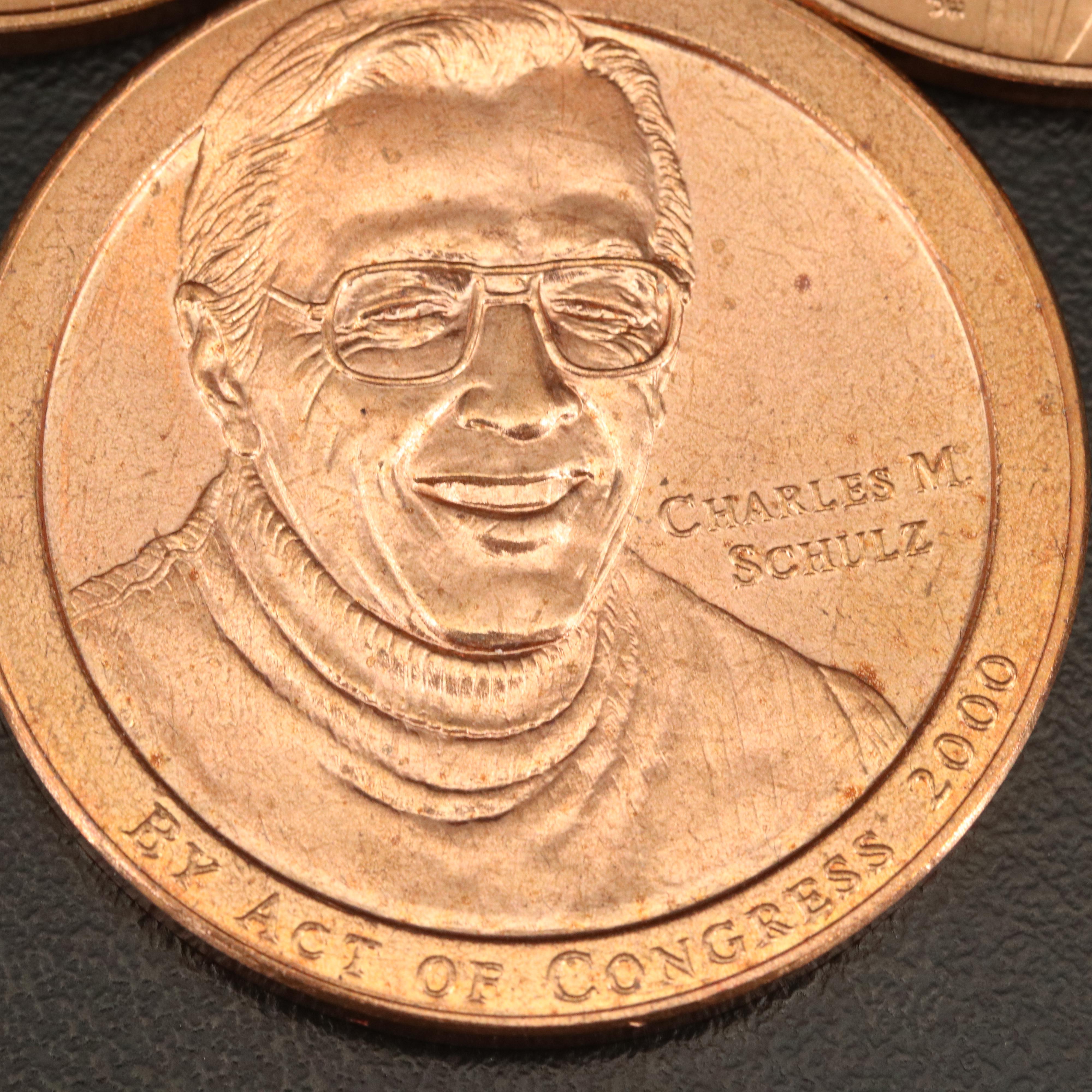 Bronze Medals of Jackie Robinson, Byron Nelson and Charles M. Schulz