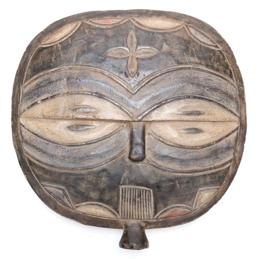 Teke Style Wooden Double Sided Mask Form Sculpture, Republic of the Congo