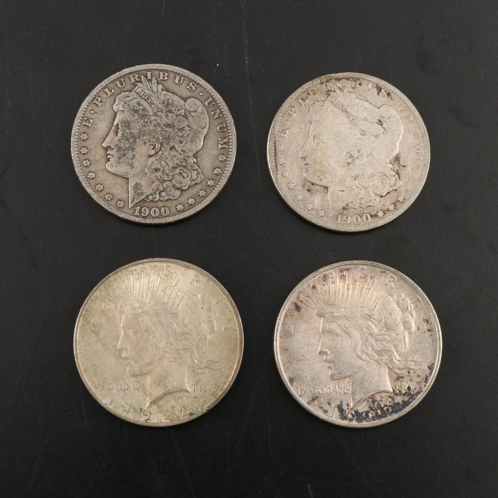Peace and Morgan Silver Dollar Coins