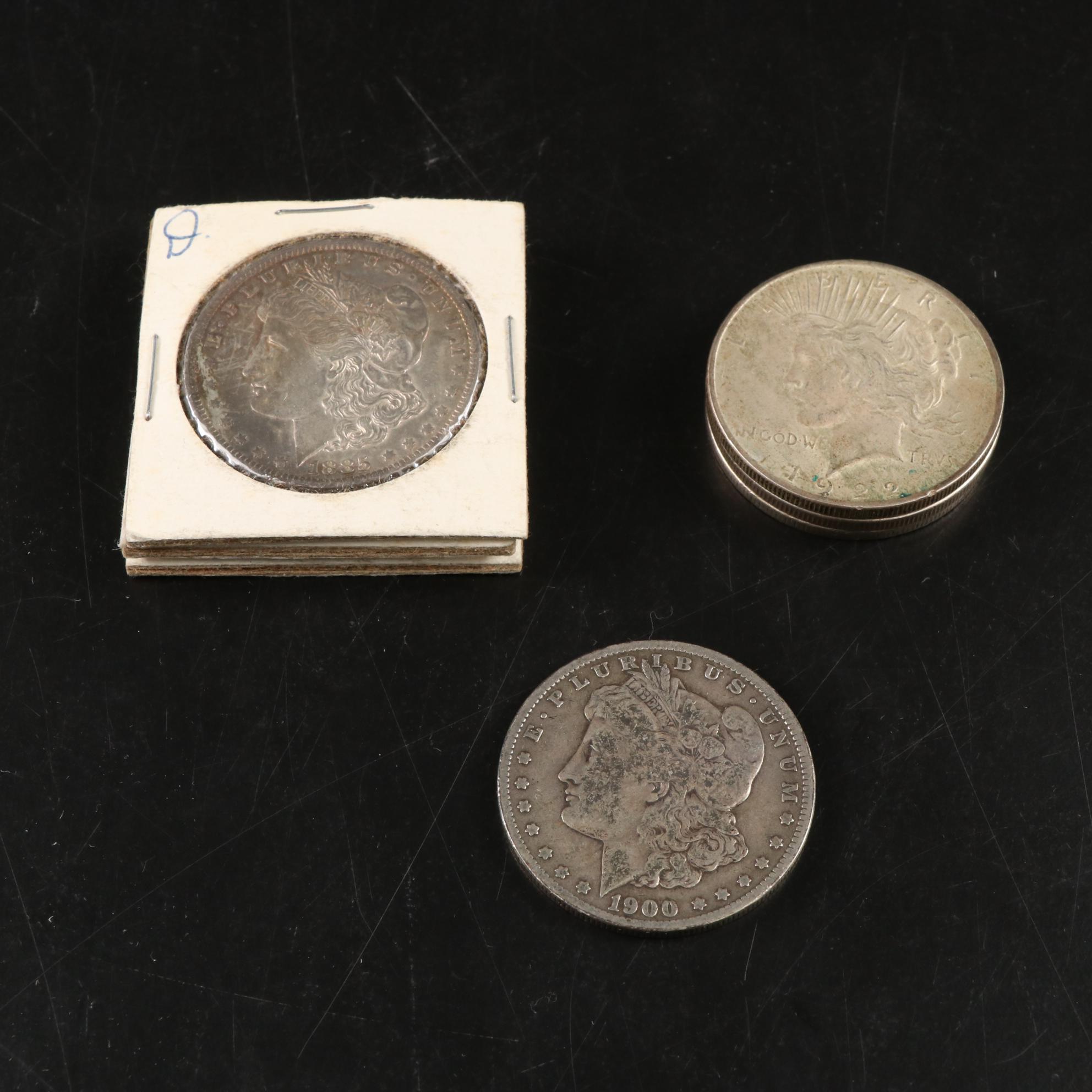Peace and Morgan Silver Dollar Coins