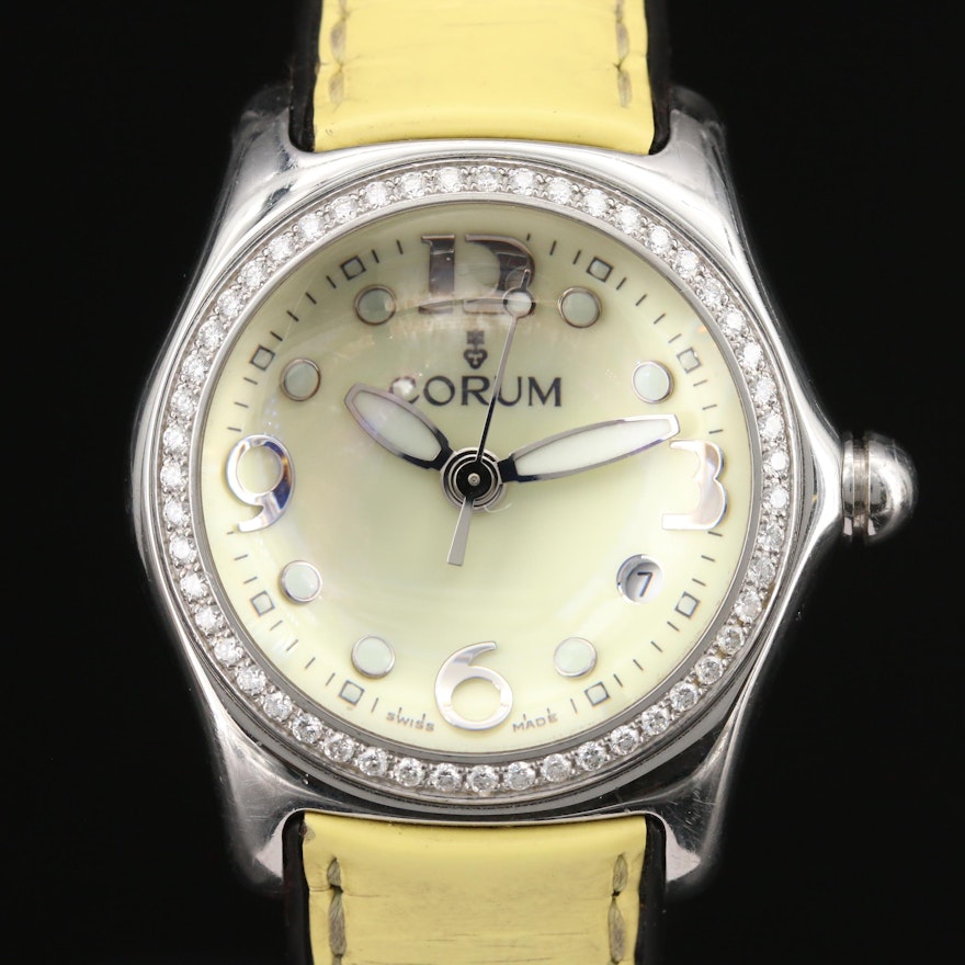 Corum "Bubble" Diamond and Stainless Steel Quartz Wristwatch