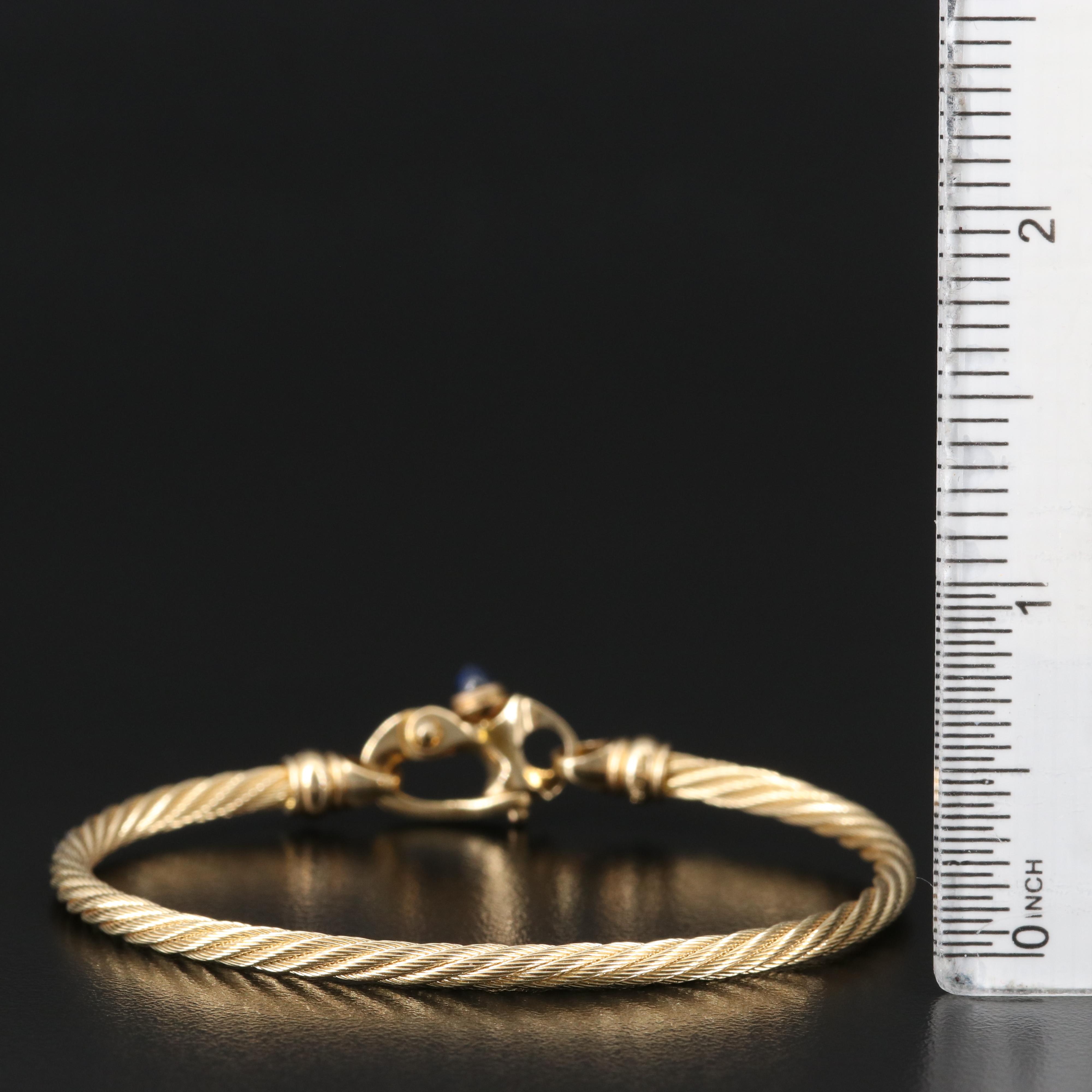 Guy Beard Designs 14K Cable Bracelet with Mariner's Clasp and Sapphire Accent