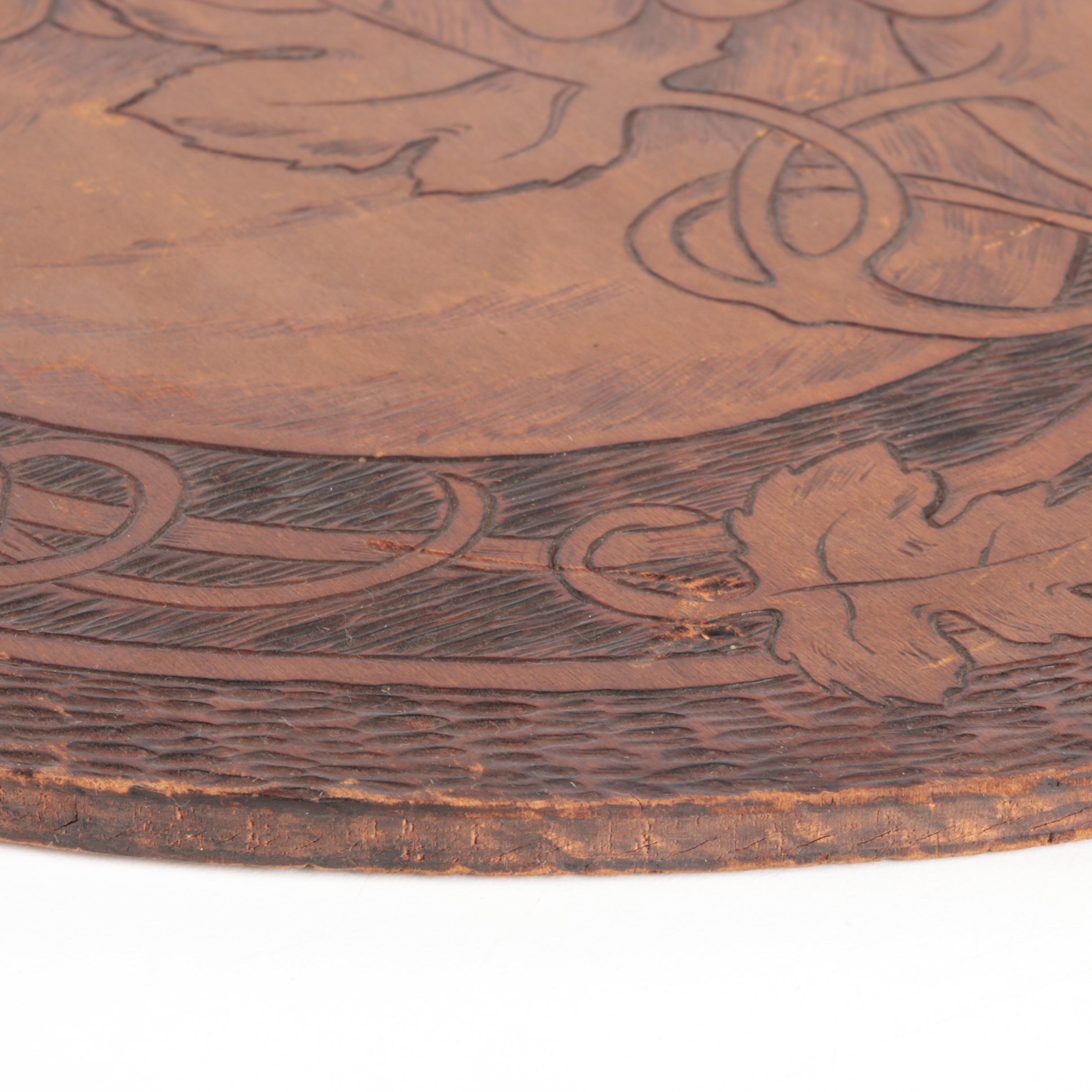 Flemish Art Co. Pyrography Wood Wall Hangings with Grape Vine and Harvest Motif