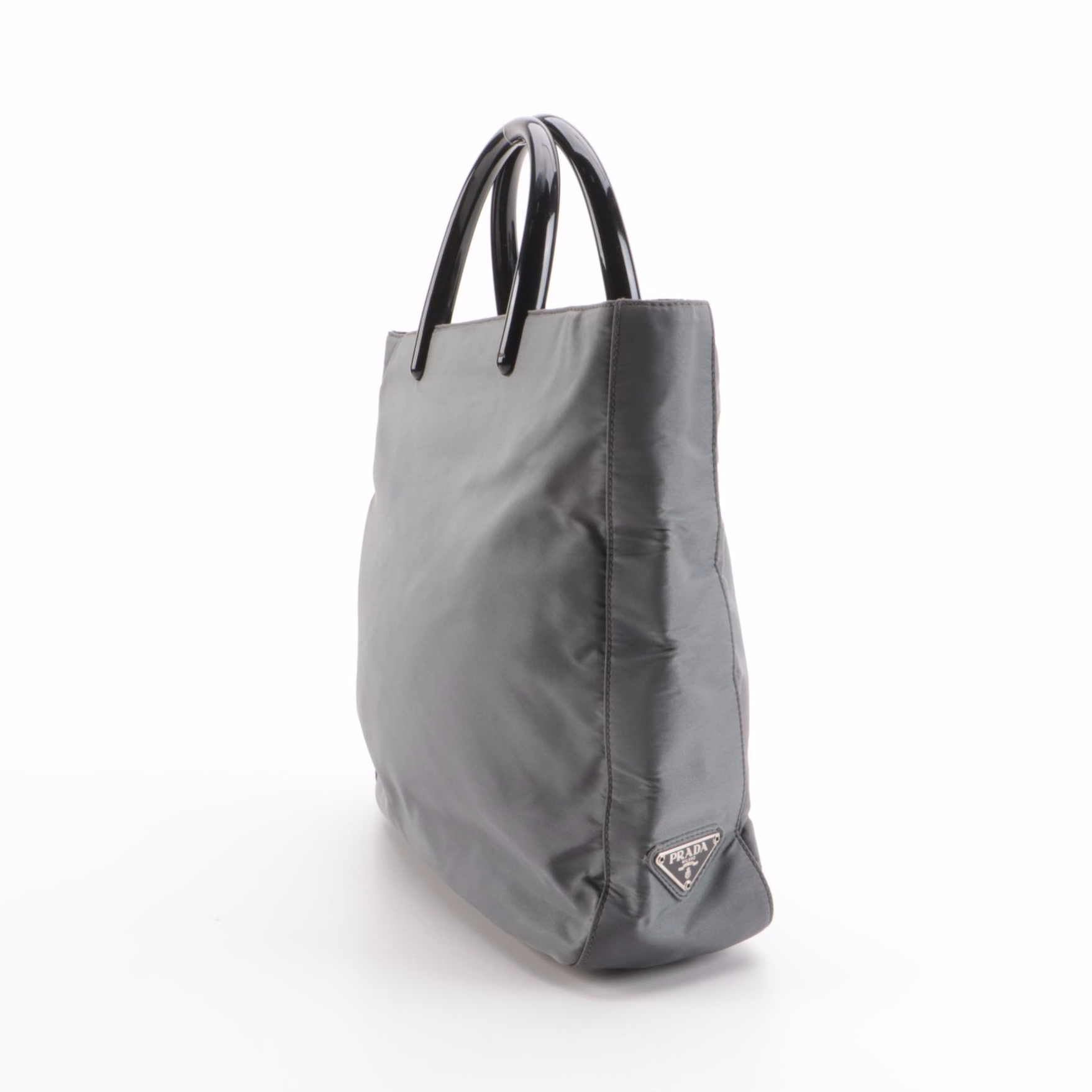 Prada Gunmetal Gray Tessuto Nylon Tote