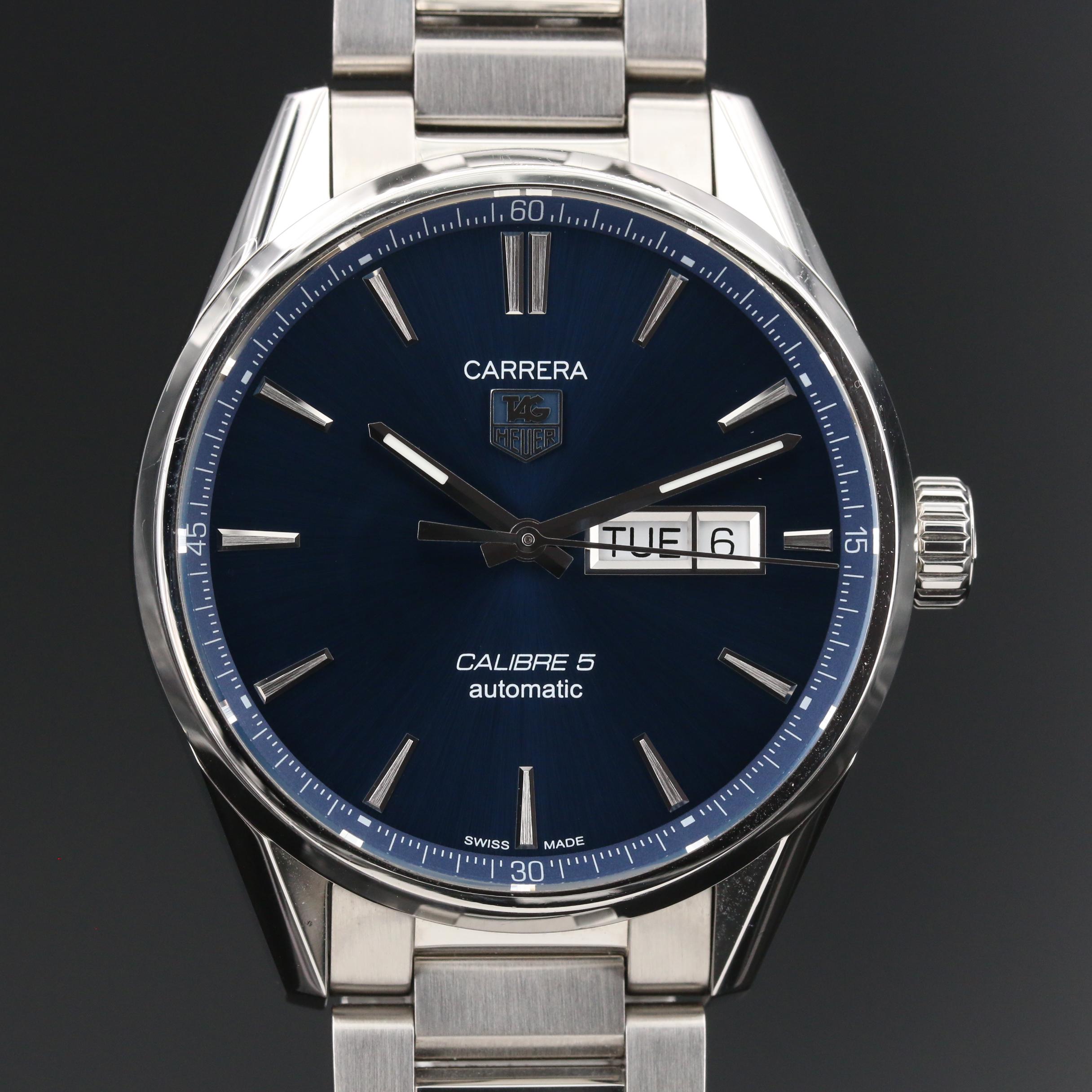 TAG Heuer "Carrera Calibre 5" Day-Date Stainless Steel Automatic Watch