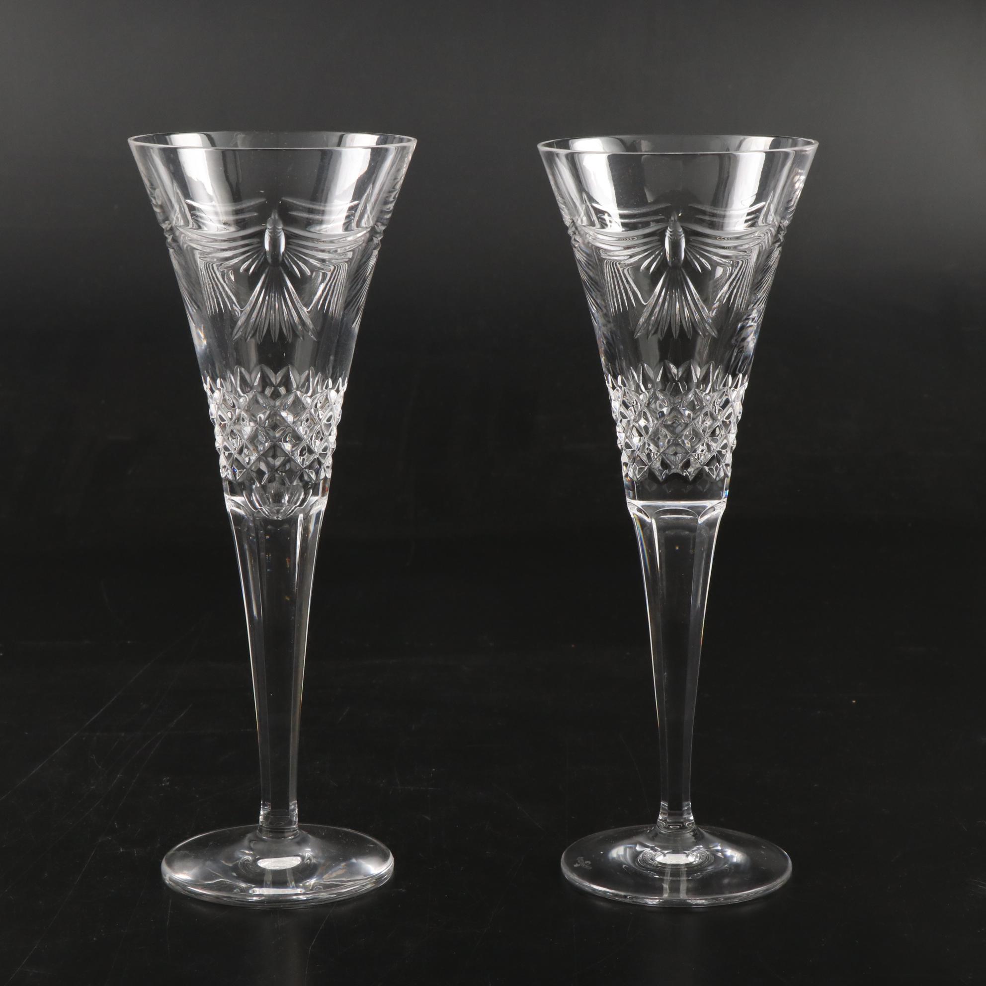 Waterford "Peace" Millennium Series Crystal Champagne Flutes and Bowl